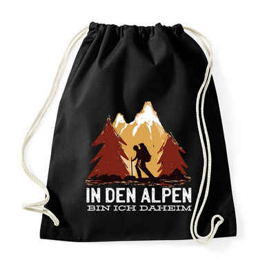 Youth Designz Turnbeutel in Den Alpen Bin Ich Daheim Baumwolle Tasche, mit trendigem Aufdruck