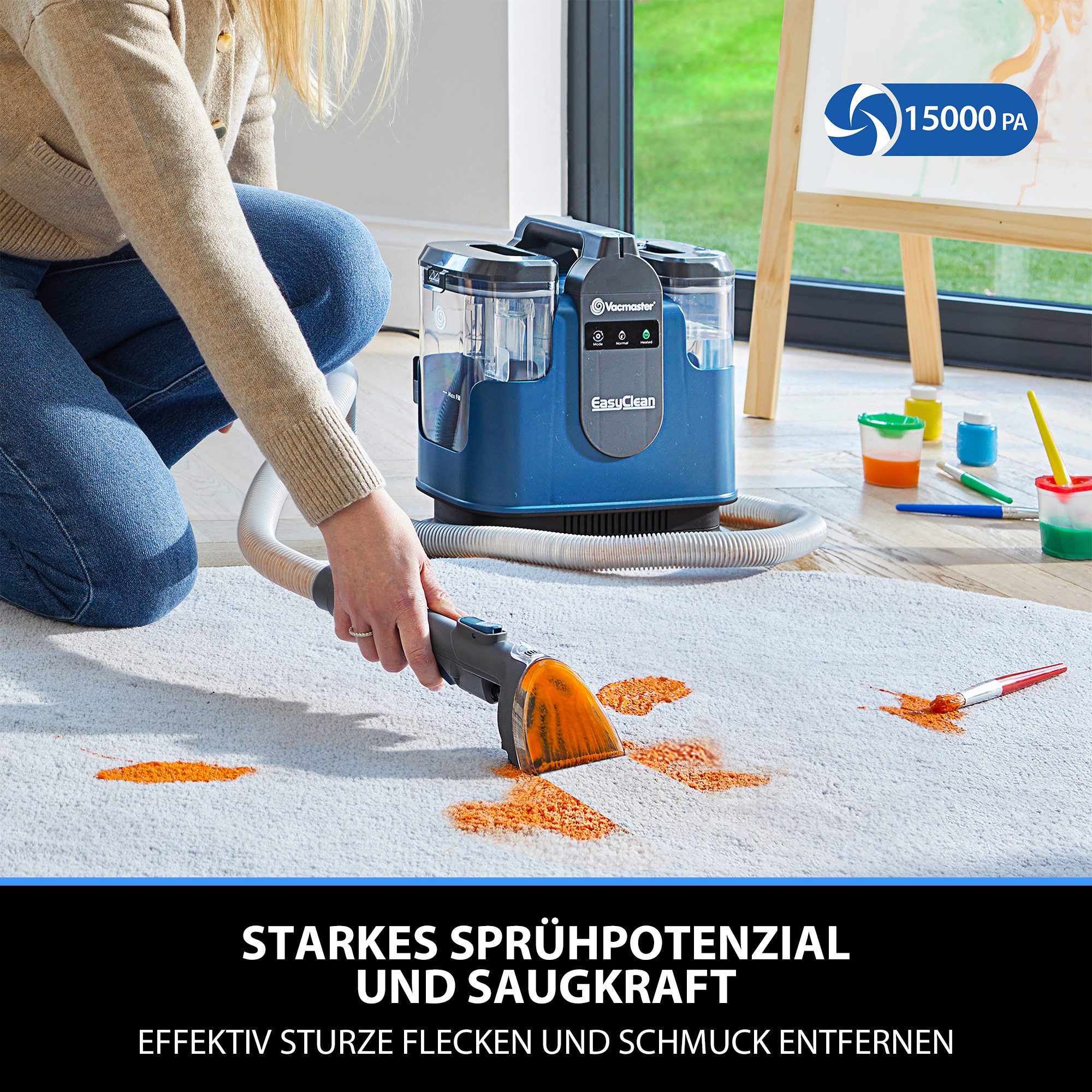 Vacmaster Wasch-Sauger Erhitzt Waschsauger, Teppichreiniger, Polsterreiniger Gerät, 500W, 500 W, beutellos, Reinigungsgerät für Teppich, Polster, Auto, Sofa Flecken