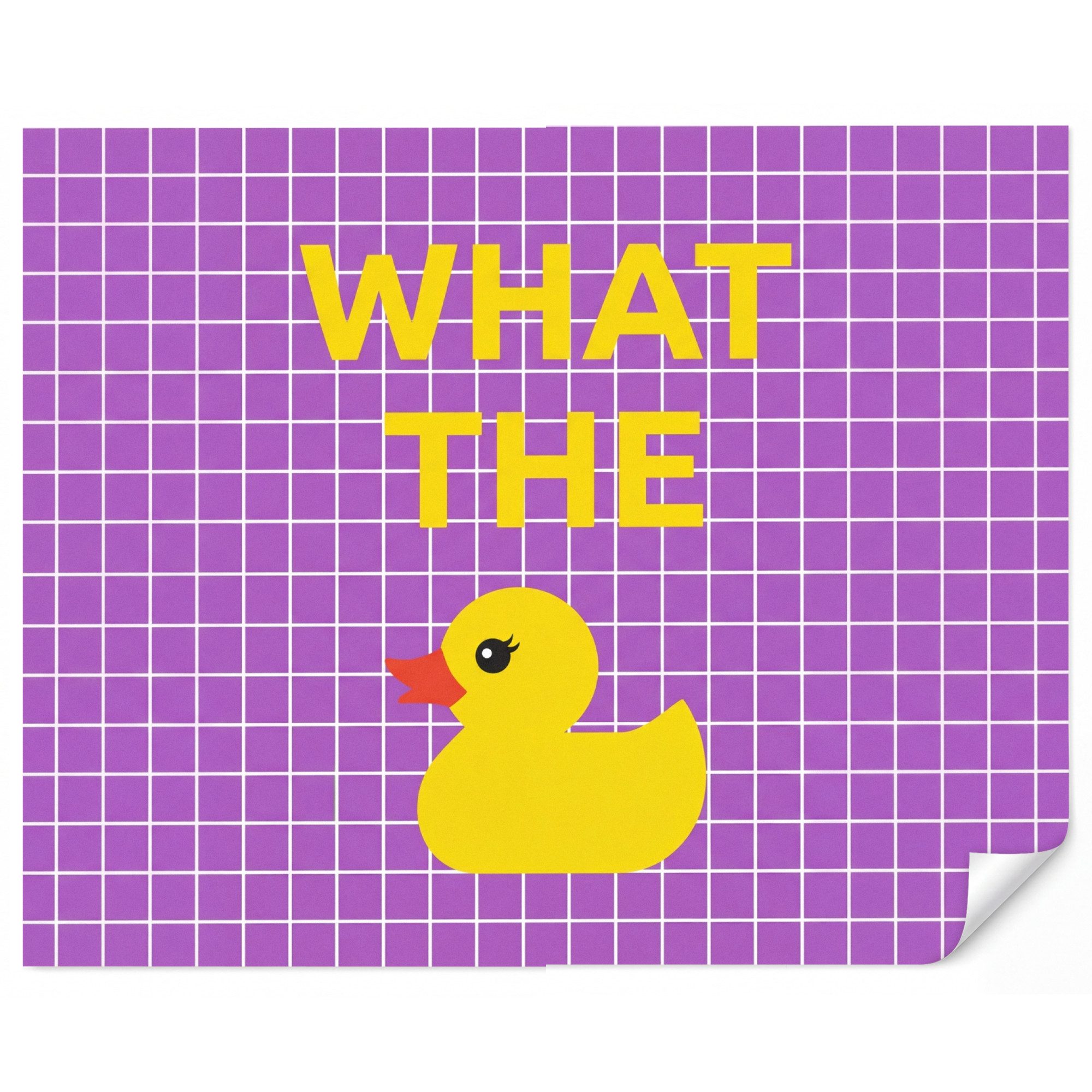OnlyWow Fototapete Text - Ente - Lila, Matt, bedruckt, Wandtapete, Wohnzimmer, Vinyl Tapete 260x220cm