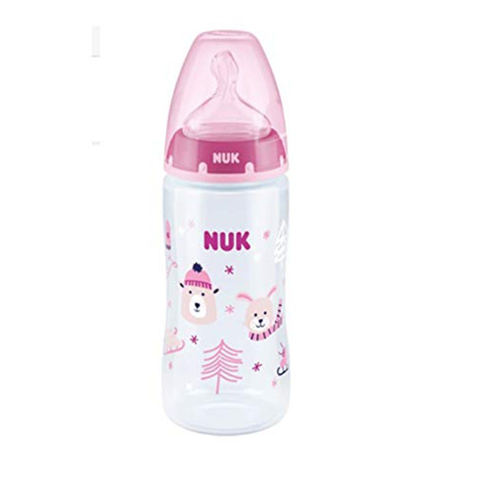 NUK Babyflasche NUK FC Plus Babyflasche Winter Wonderland 300ml mit Trinksauger 6-18m Rosa