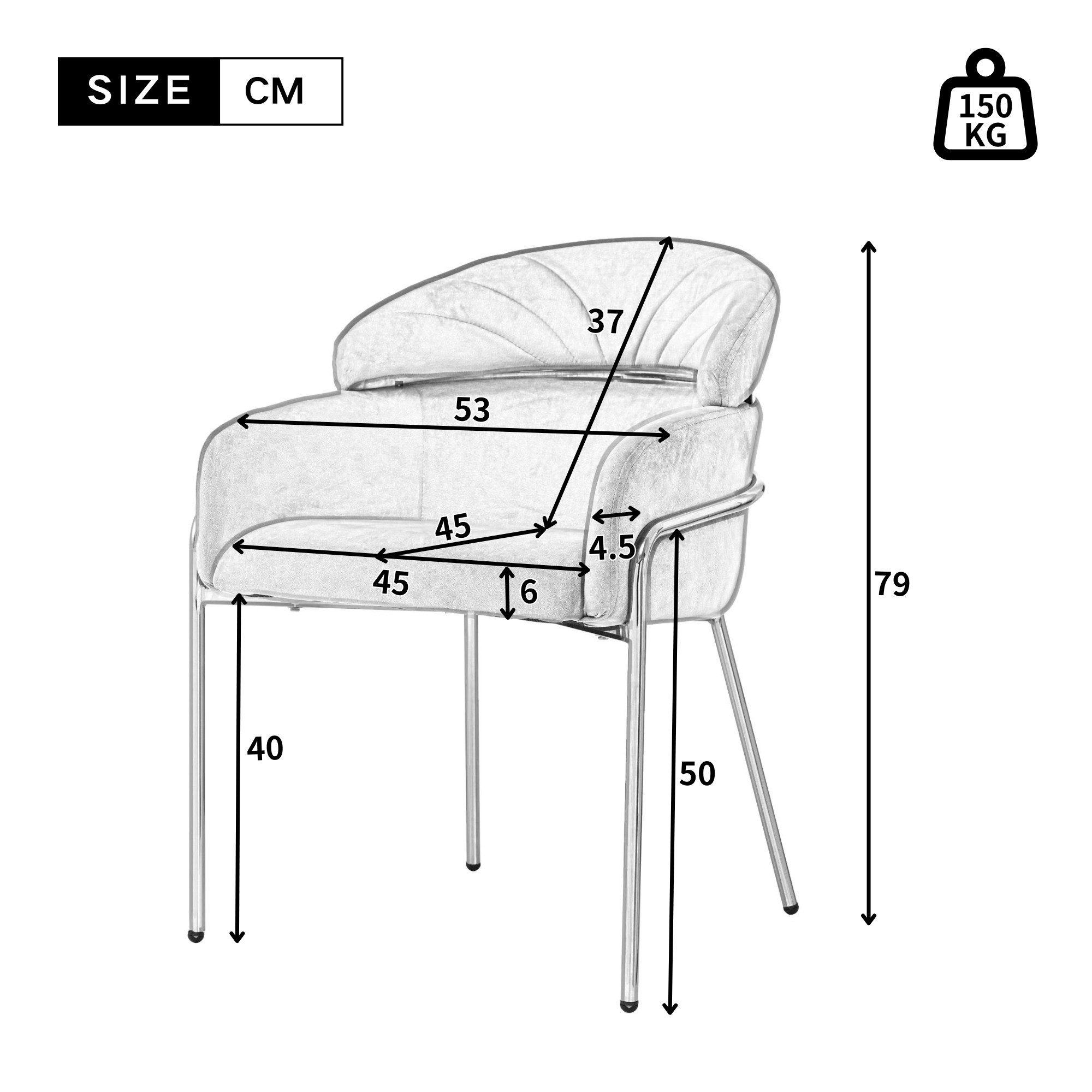 BlingBin Polsterstuhl Esszimmerstuhl Küchenstuhl Samtstuhl mit vier Metallbeinen (Stuhl, 1 St), für Wohnzimmer, Schlafzimmer, Freizeitstuhl, Samt, Rosa