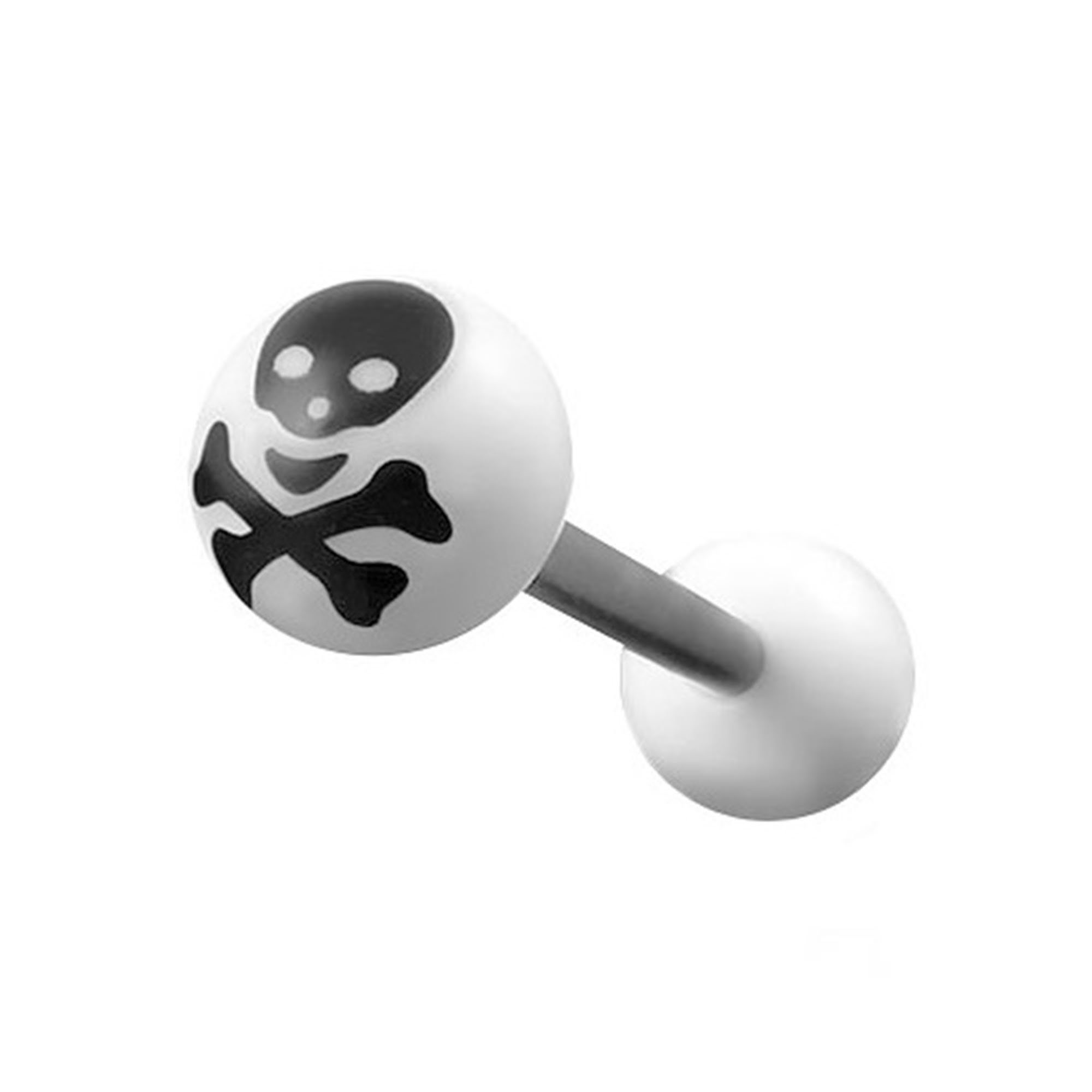 Taffstyle Piercing-Set Zungenpiercing Ohr Kugel Logo Ball Totenkopf, Piercingfaktor Stab Hantel Stecker Intim Brust Oral Ohr Tragus Helix Weiß ( Totenkopf Schwarz )