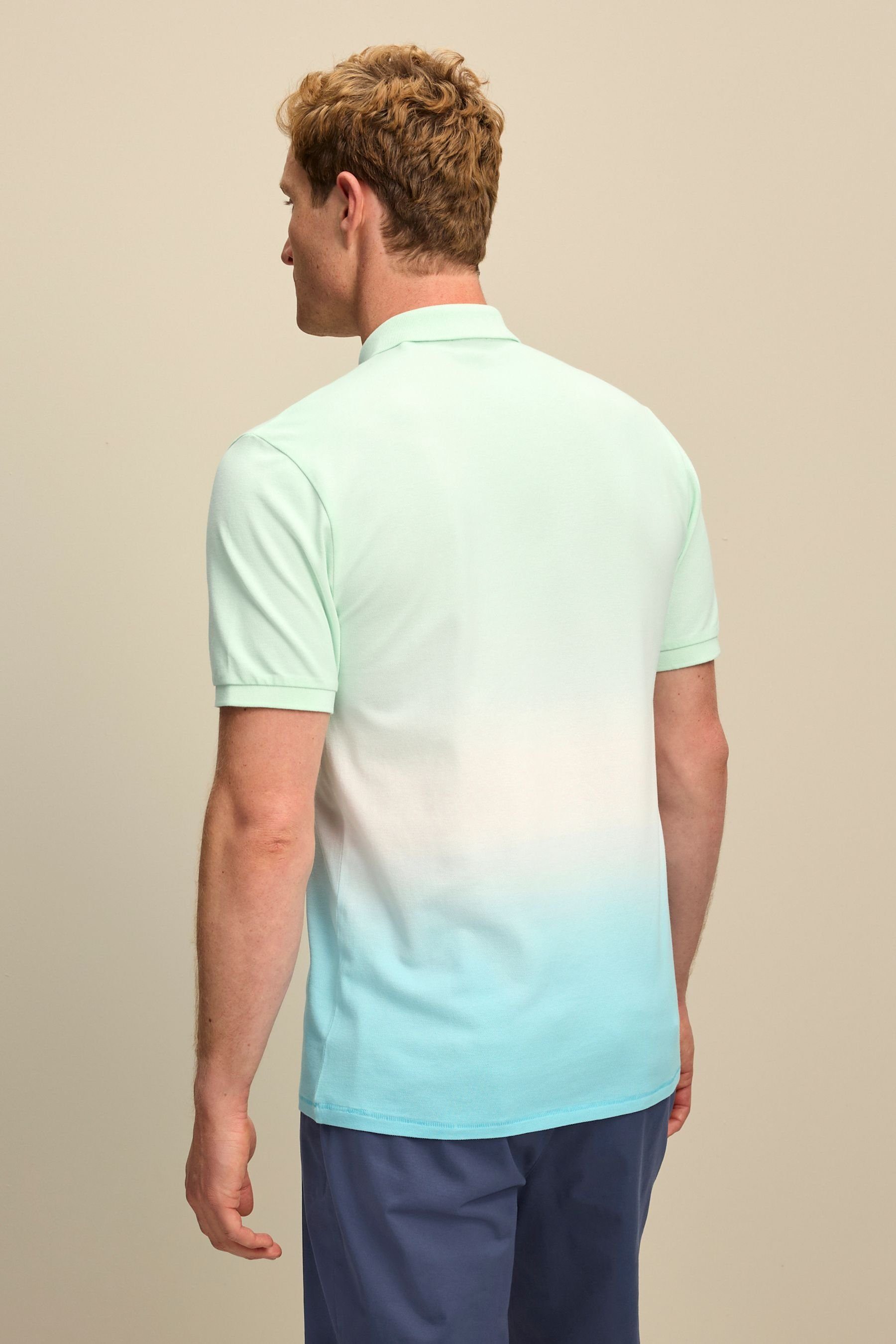 Poloshirt (1-tlg) Ombre Blue/Green Poloshirt und mit Next Streifen Schriftzug