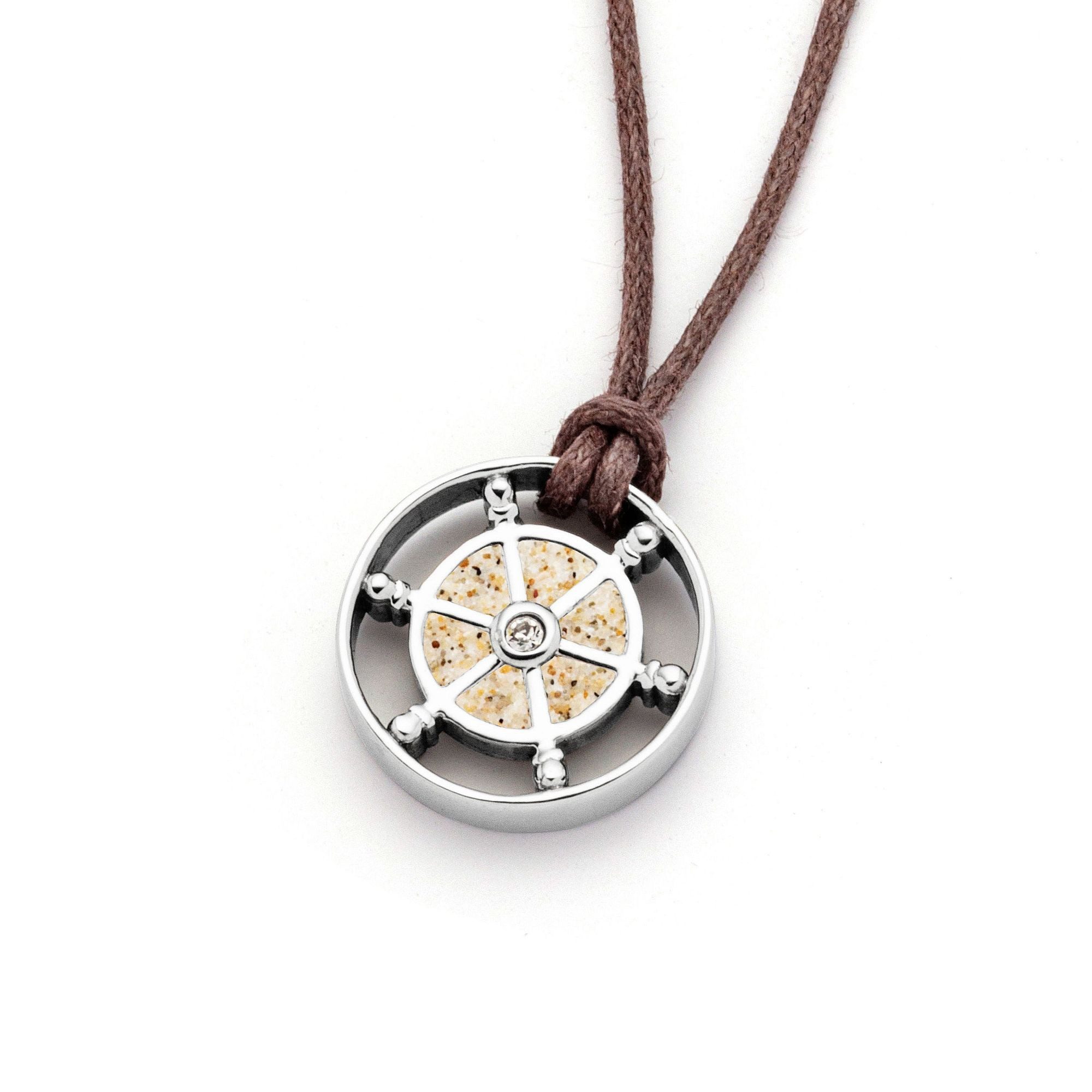 DUR Kette mit Anhänger STN1005SA Navora Baumwollkette Strandsand Steuerrad 17 mm 45+5 cm