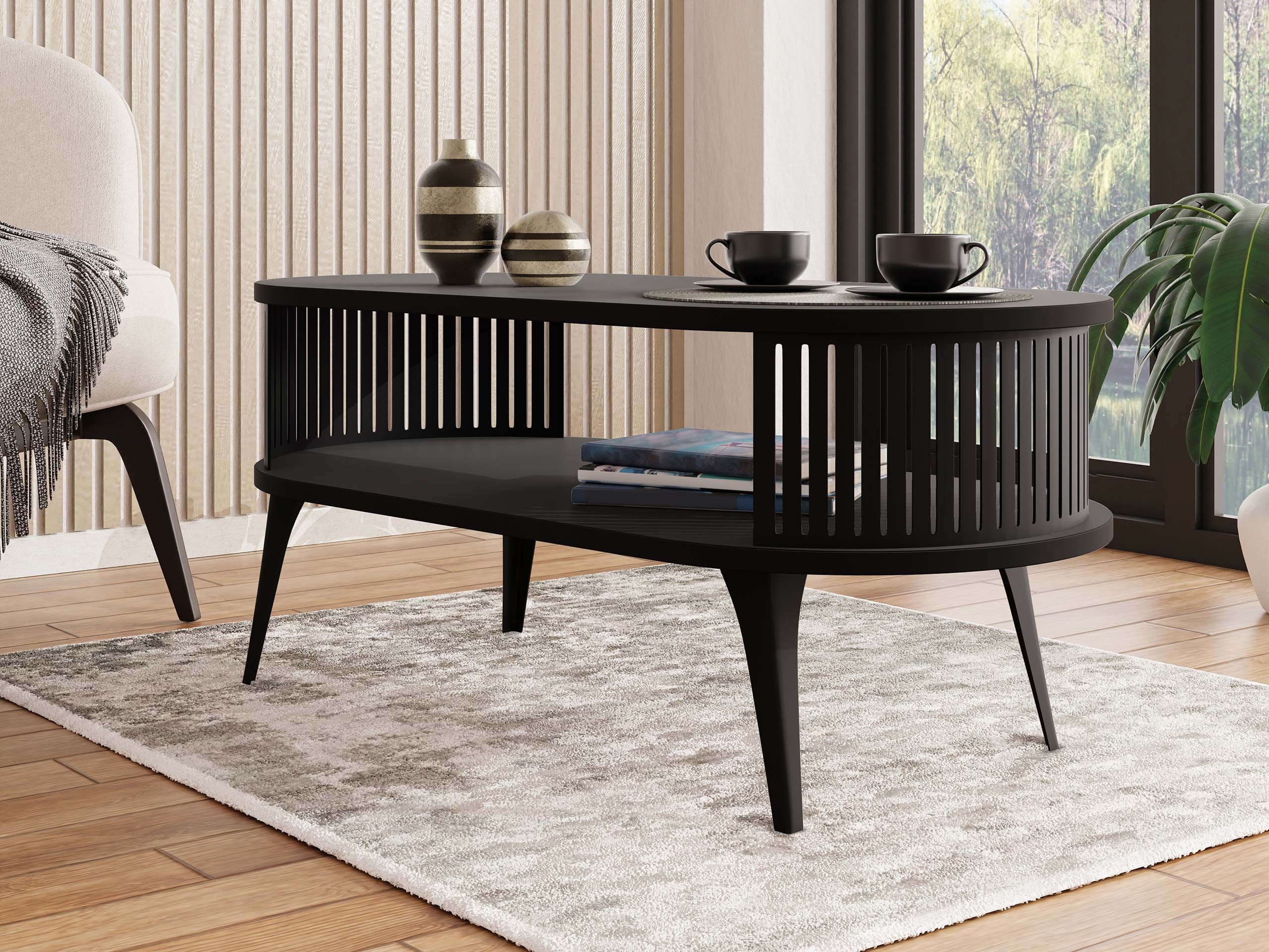 MIRJAN24 Couchtisch Roenni Oval (mit Regal), günstig online kaufen