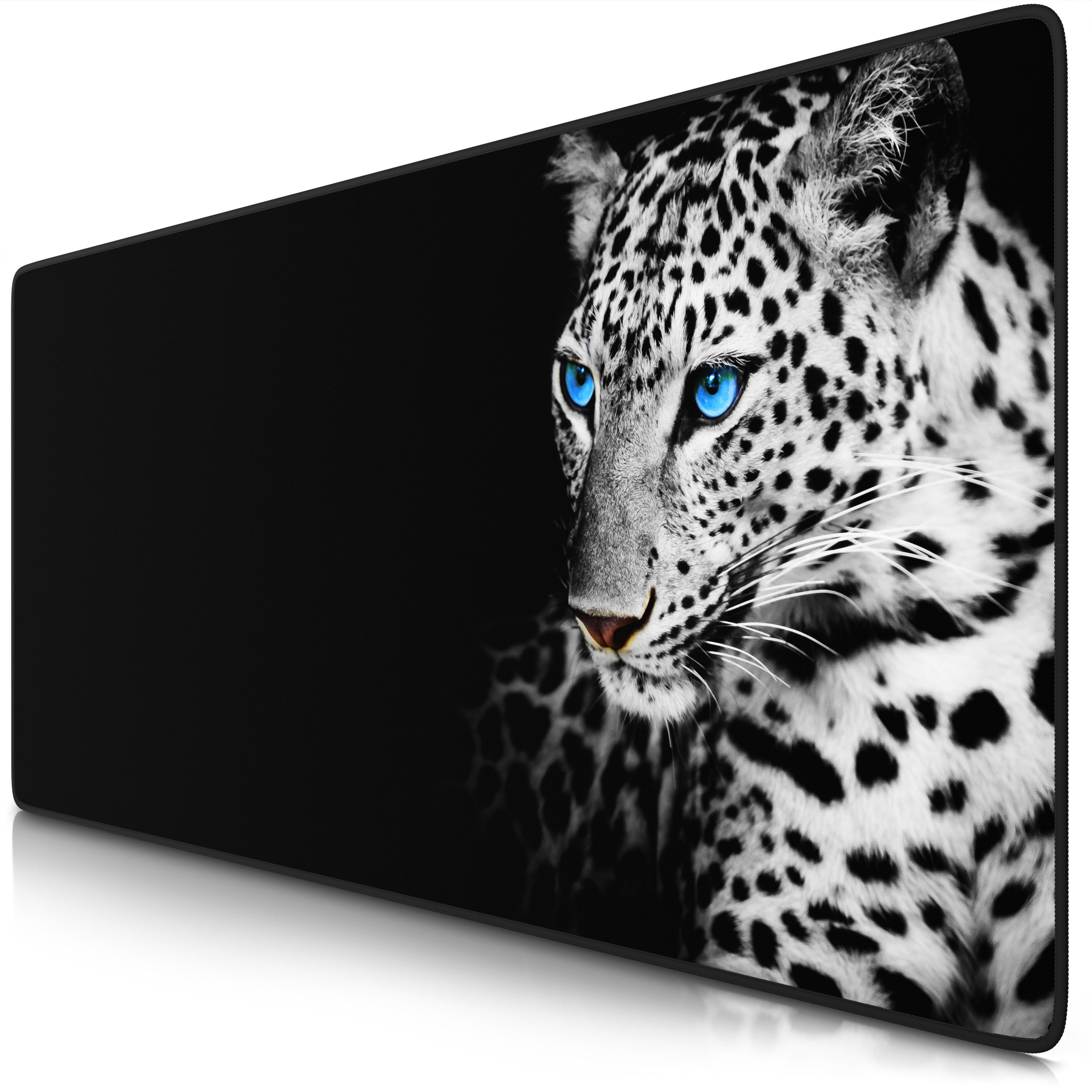 Titanwolf Gaming Mauspad XXL Speed Mousepad 900 x 400 x 3 mm, Schreibtischauflage, abwaschbar, rutschfeste Rückseite, Geschwindigkeit & Präzision, White Leopard