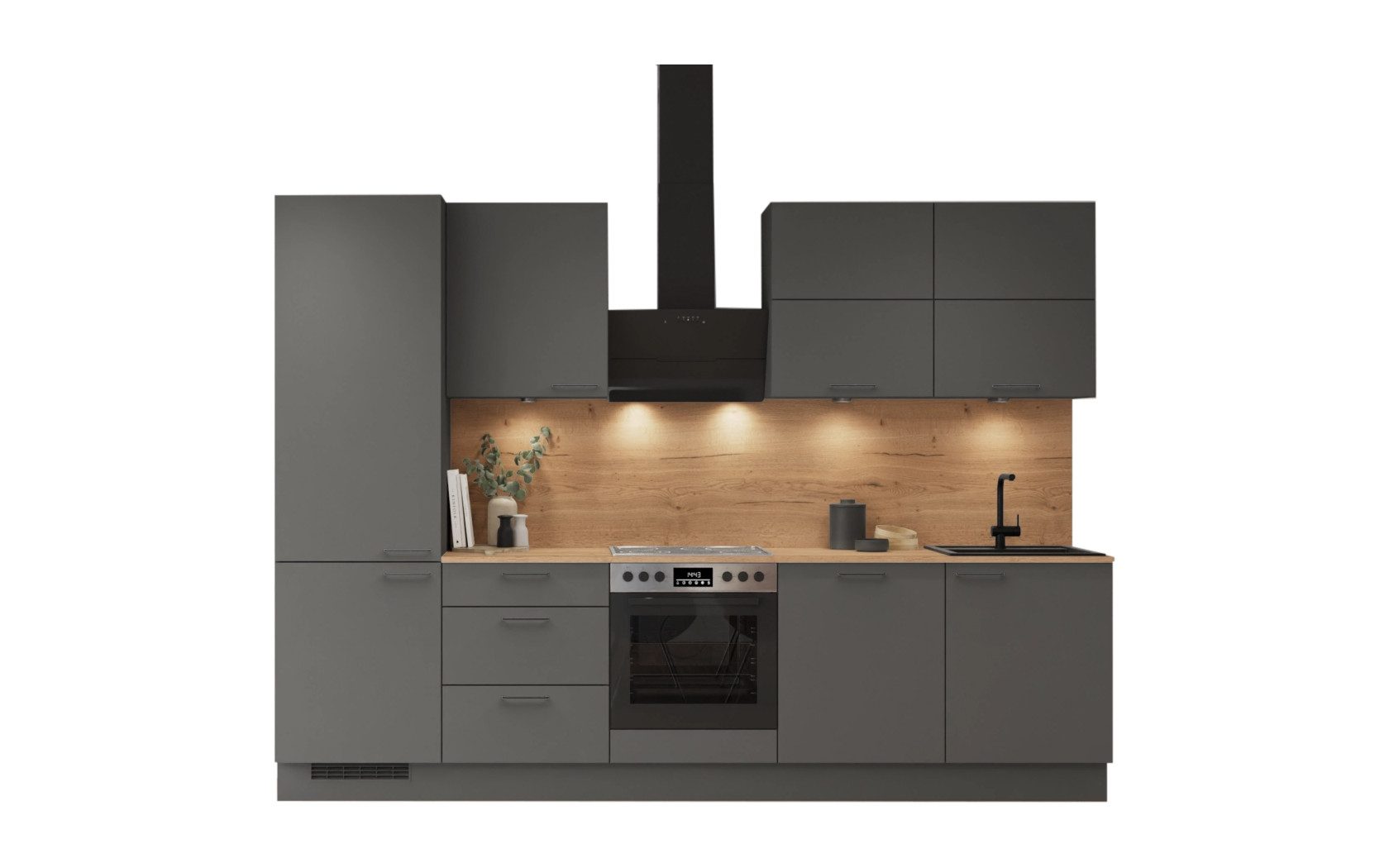 nobilia® Küchenzeile Frukt, individuell anpassbar, gratis Küchenplanung mit Profis, (Breite 270 cm), vormontiert, wahlw. mit E-Geräten, inkl. Lieferung