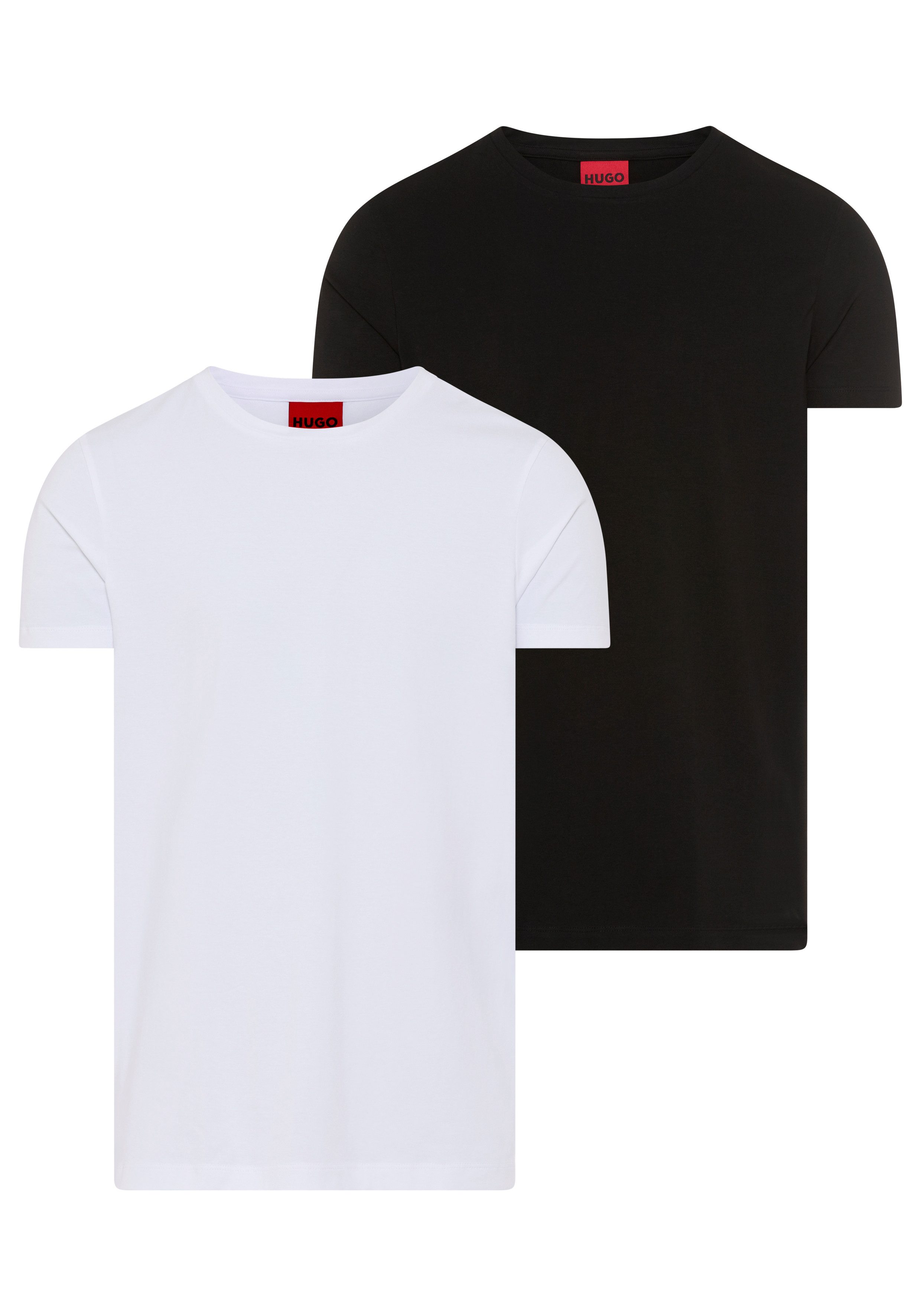 HUGO T-Shirt HUGO-Round (Packung, 2er) Rundhalsausschnitt, Slim-Fit, HUGO Logo-Druck