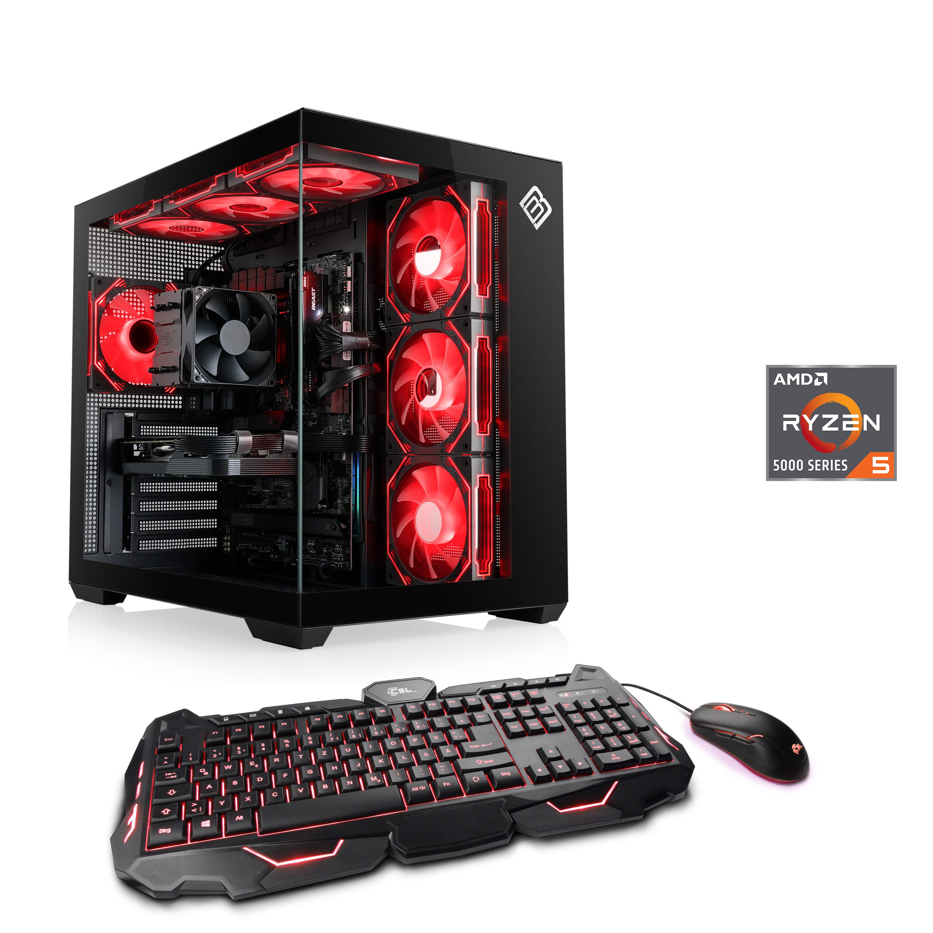 CSL Vitrum Advanced V24476 PC (AMD Ryzen 5 5600, NVIDIA GeForce RTX 5060, 32 GB RAM, 1000 GB SSD, Luftkühlung)