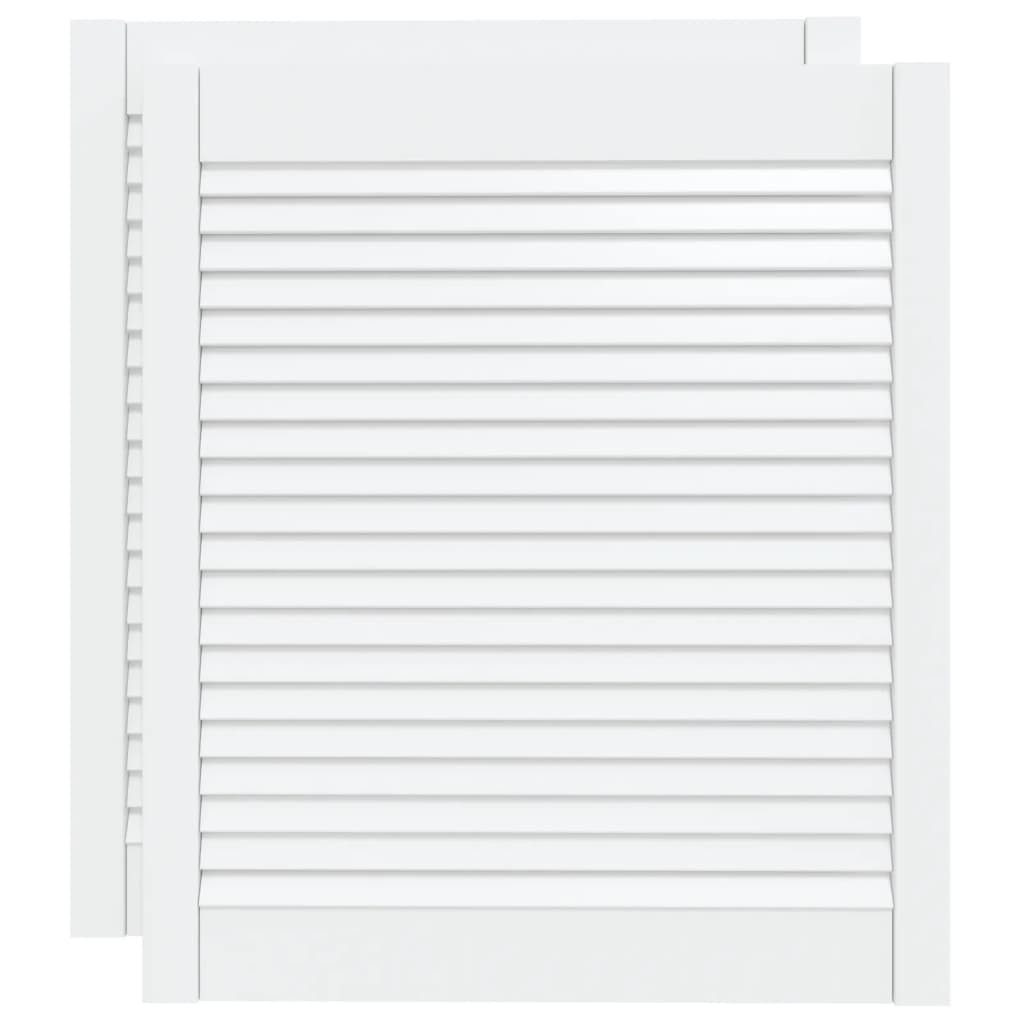 vidaXL Schranktür Schranktüren Lamellen-Design 2 Stk. Weiß 69x59,4 cm Massivholz (2 St)