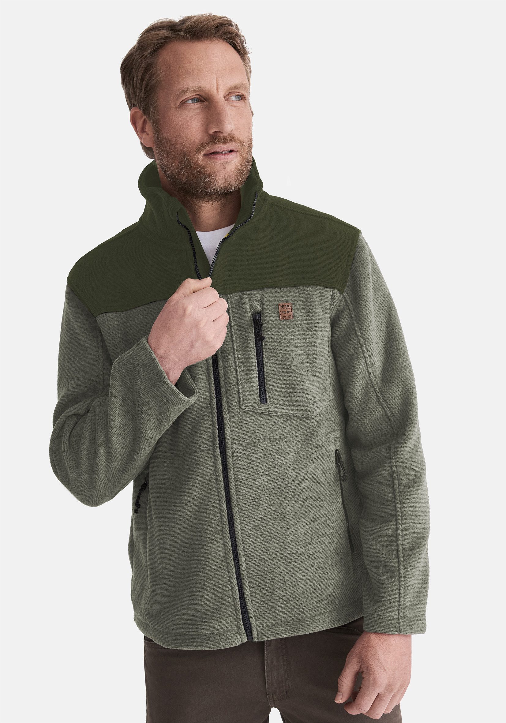 HERO by John Medoox Fleecejacke JOEL Heavy Strick-Fleecejacke Sherpa fleece Straight Fit Casual Sherpa für Herren