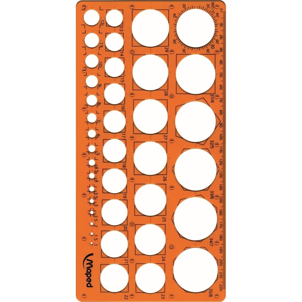 MAPED Zeichenschablone Kreisschablone 1-35mm orange – Bild 2 von 2
