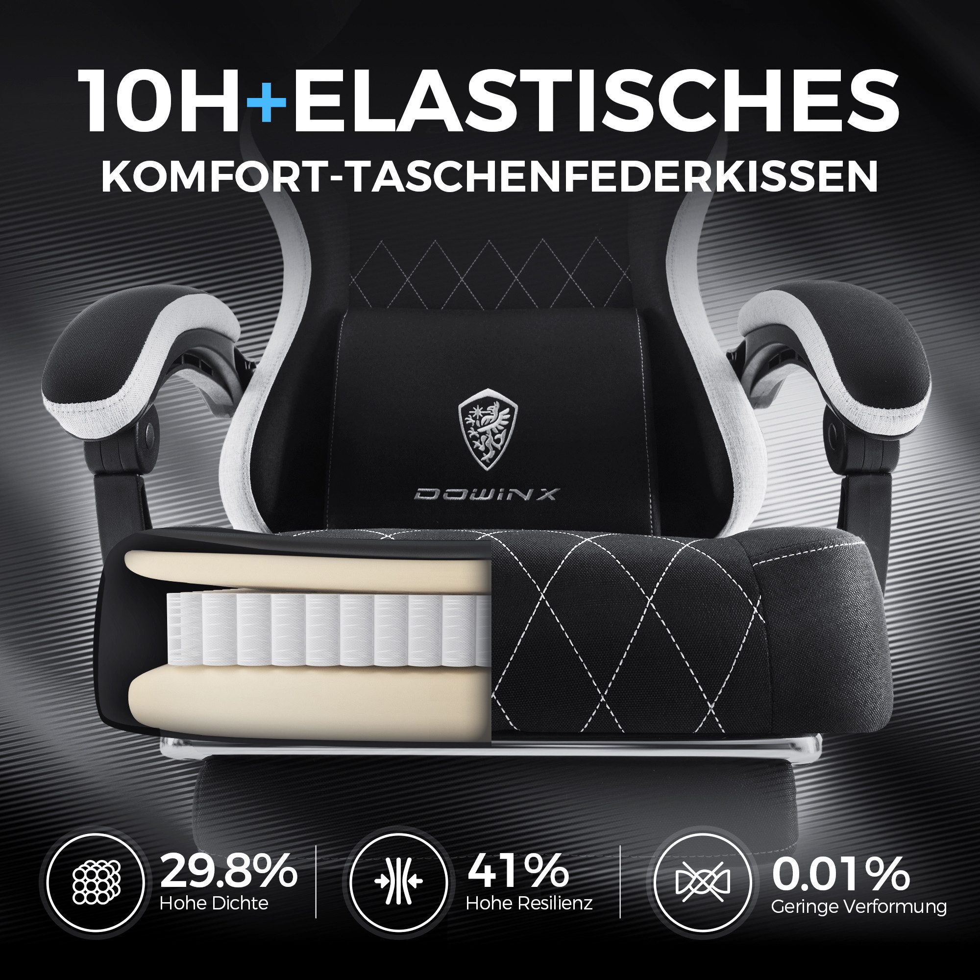 Dowinx Gaming-Stuhl Lendenwirbelstütze Bürostuhl mit Fußstütze für Erwachsene (Packung), Ergonomischer Gaming Sessel Groß und Hoch für Office Gaming 135KG – Bild 3 von 5