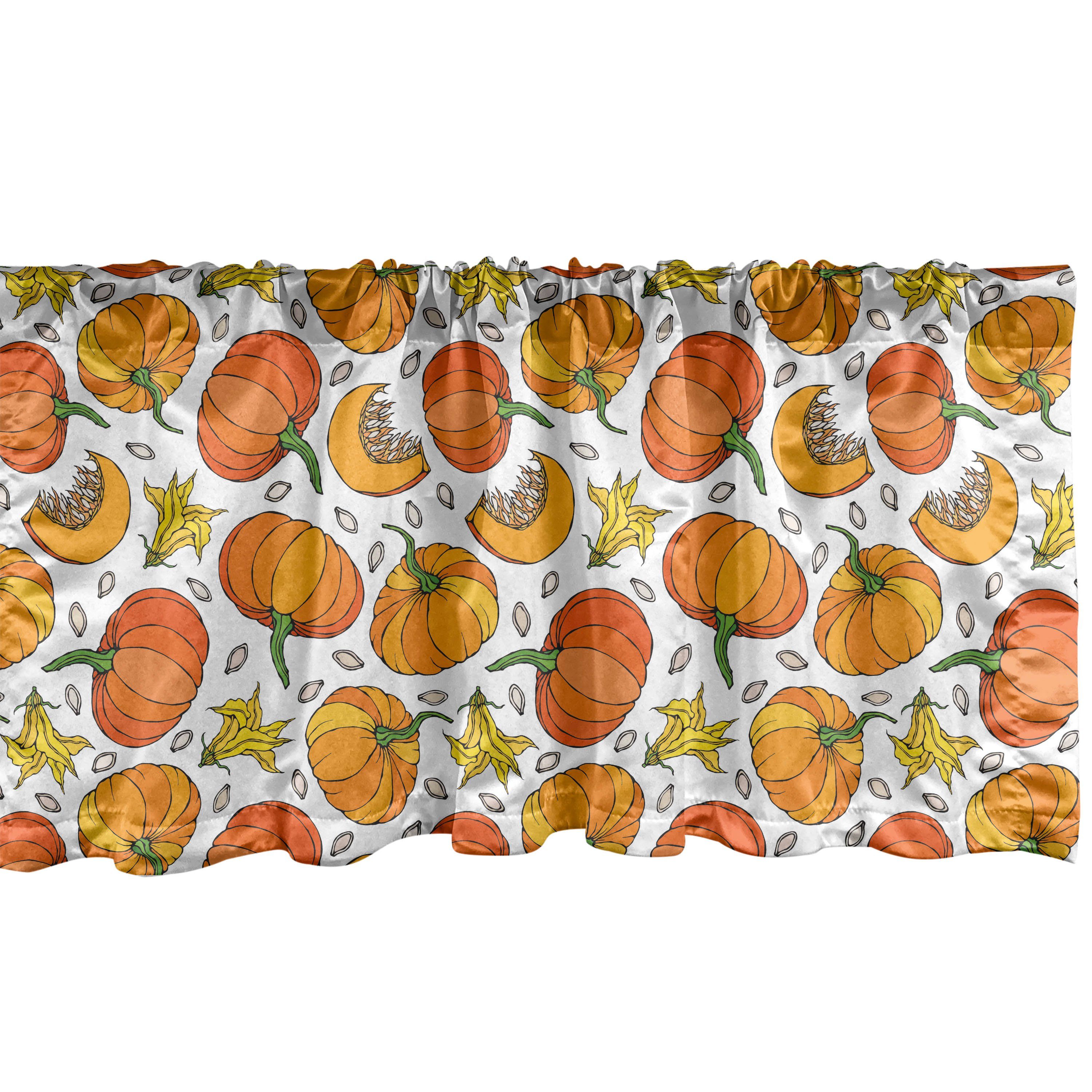 Scheibengardine Vorhang Volant für Küche Schlafzimmer Dekor mit Stangentasche, Abakuhaus, Microfaser, Orange und Gelb Kürbissamen