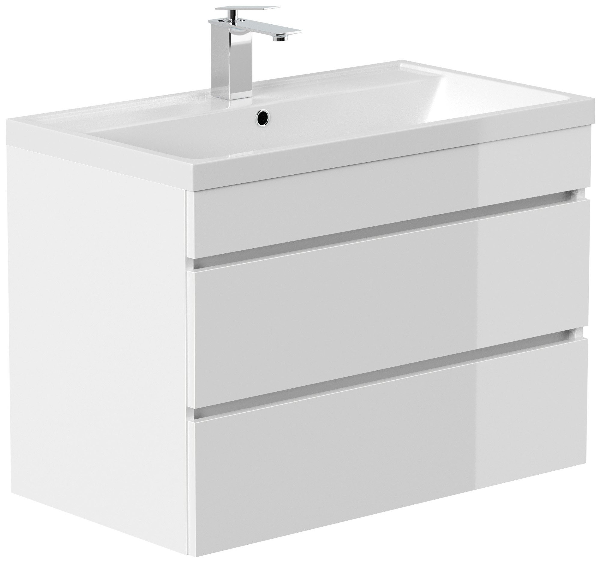 Magnolia Home Waschtisch Badmöbel Via 80 SoftClose weiss hochglanz mit grifflosen Schubladen – Bild 3 von 5