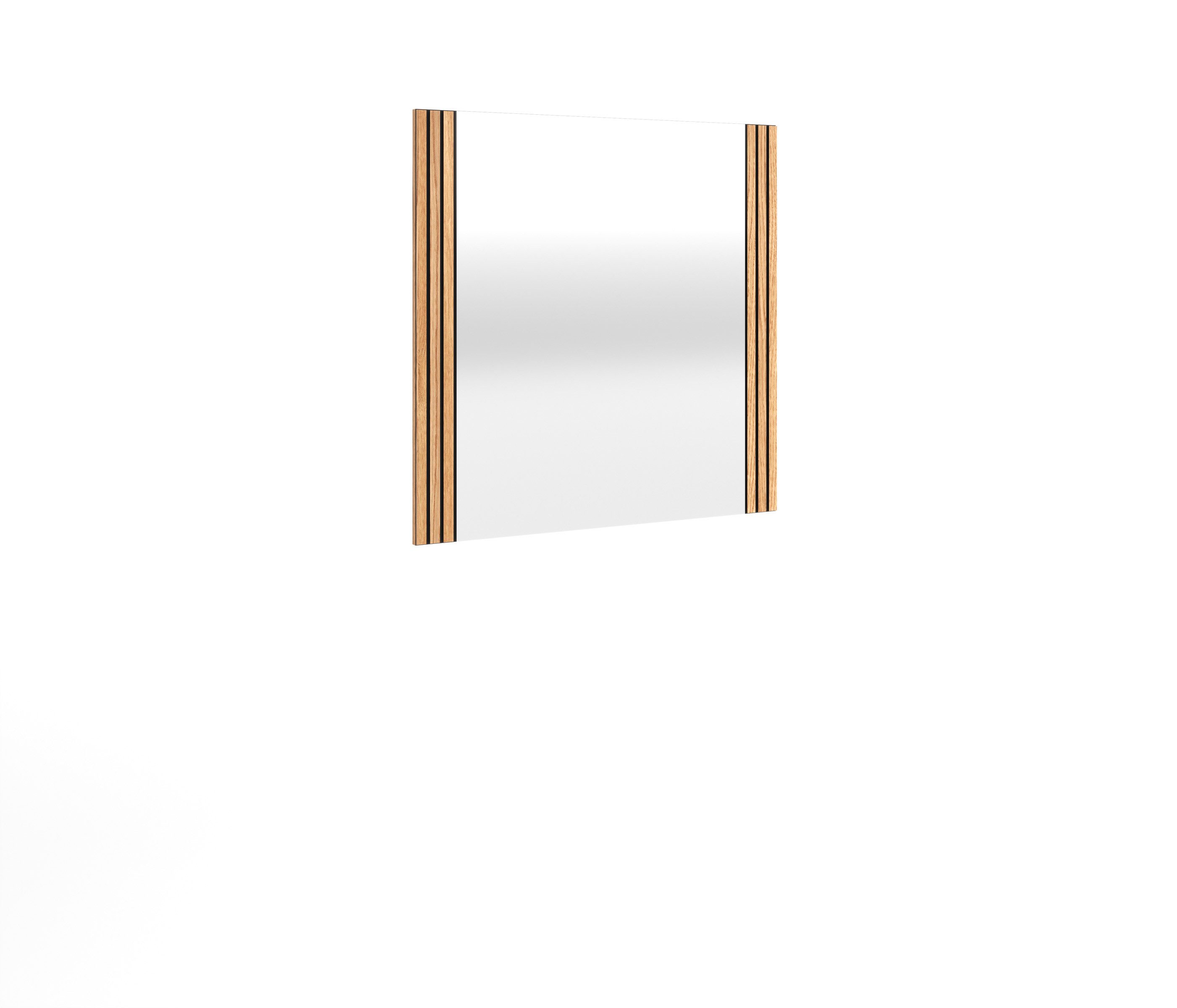 Lebenswert Garderobenspiegel Eddie, in Eiche / schwarz, Eiche teilmassiv - 82x80x2 (BxHxT)