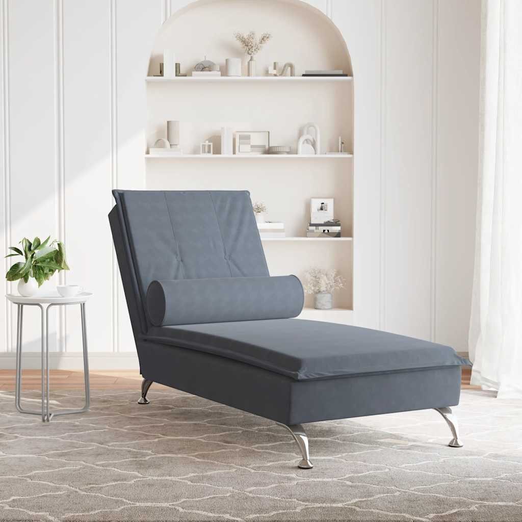 vidaXL Chaiselongue Massage-Chaiselongue mit Nackenrolle Dunkelgrau günstig online kaufen