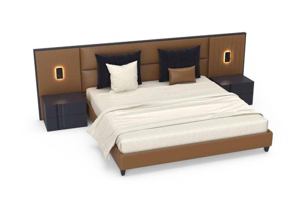 2x Betten 1x Design (3-St., in Schlafzimmer-Set Nachttisch Bett JVmoebel Einrichtung, 3tlg + Made Bett Schlafzimmer Europa Nachttisch), Luxus