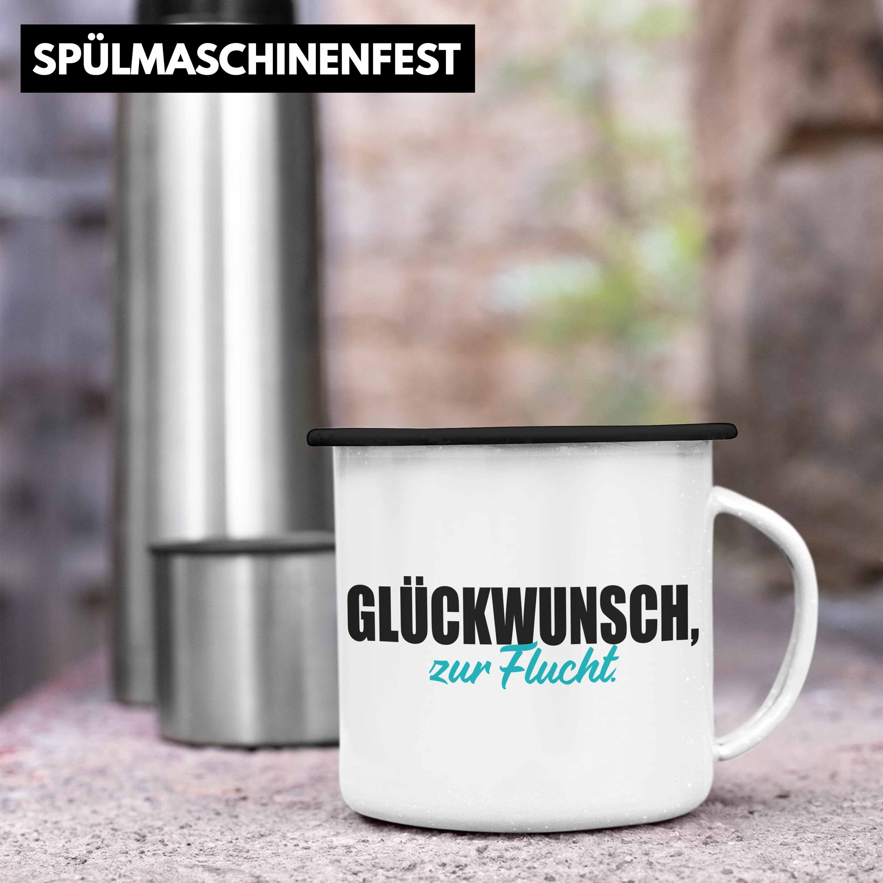 Trendation Jobwechsel Trendation - Abschiedsgeschenk Zur Emaille Schwarz Lustig Glückwunsch Sprüche Geschenk Thermotasse Kollegin Abschied Tasse Flucht Kollege