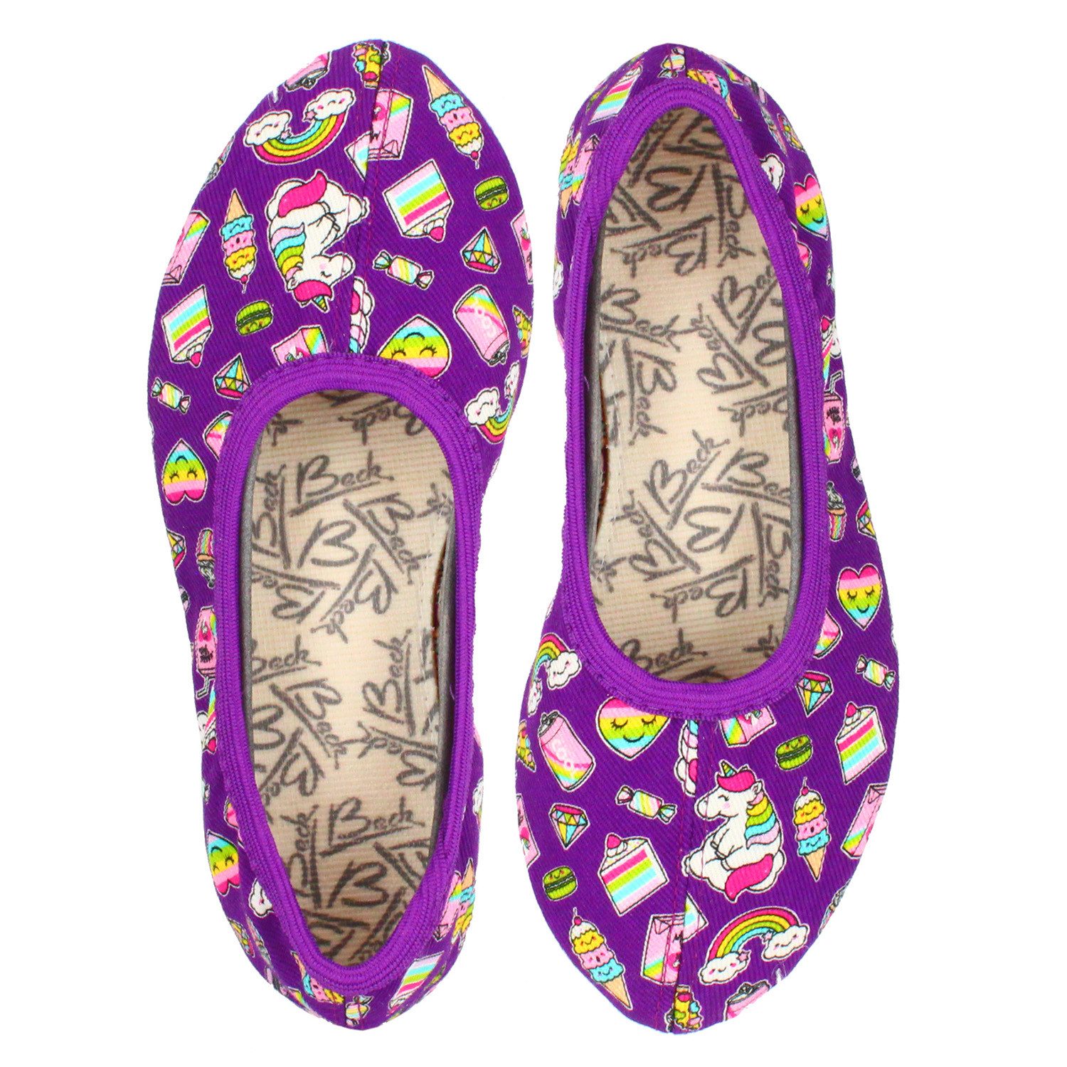 Beck Schläppchen Candy Gymnastikschuh (atmungsaktive Baumwolle) rutschfeste Laufsohle