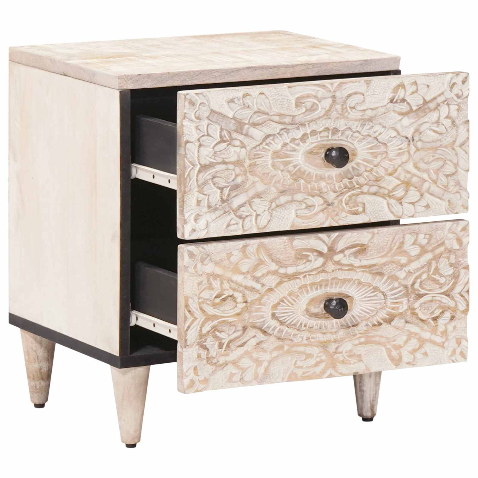 vidaXL Nachttisch Nachttisch Weiß 40 x 33,5 x 46 cm Massivholz (1-St)