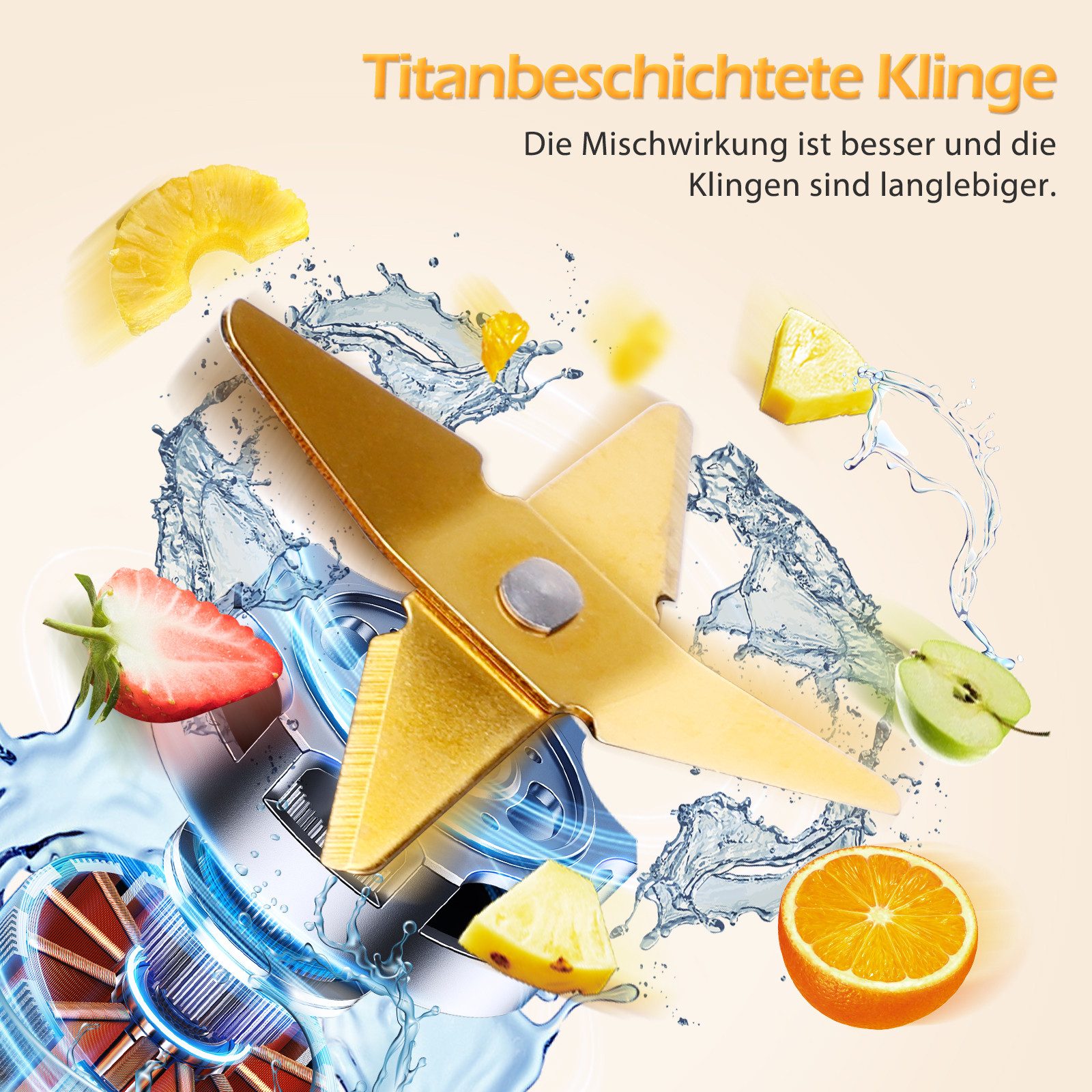 Aigostar Smoothie-Maker Standmixer 1.5 Liter, Ice Crush Funktion, 2 Geschwindigkeiten + Pulse, 600,00 W, Multifunktionsmixer, Titanbeschichteten Klingen, Sicherheitsschloss