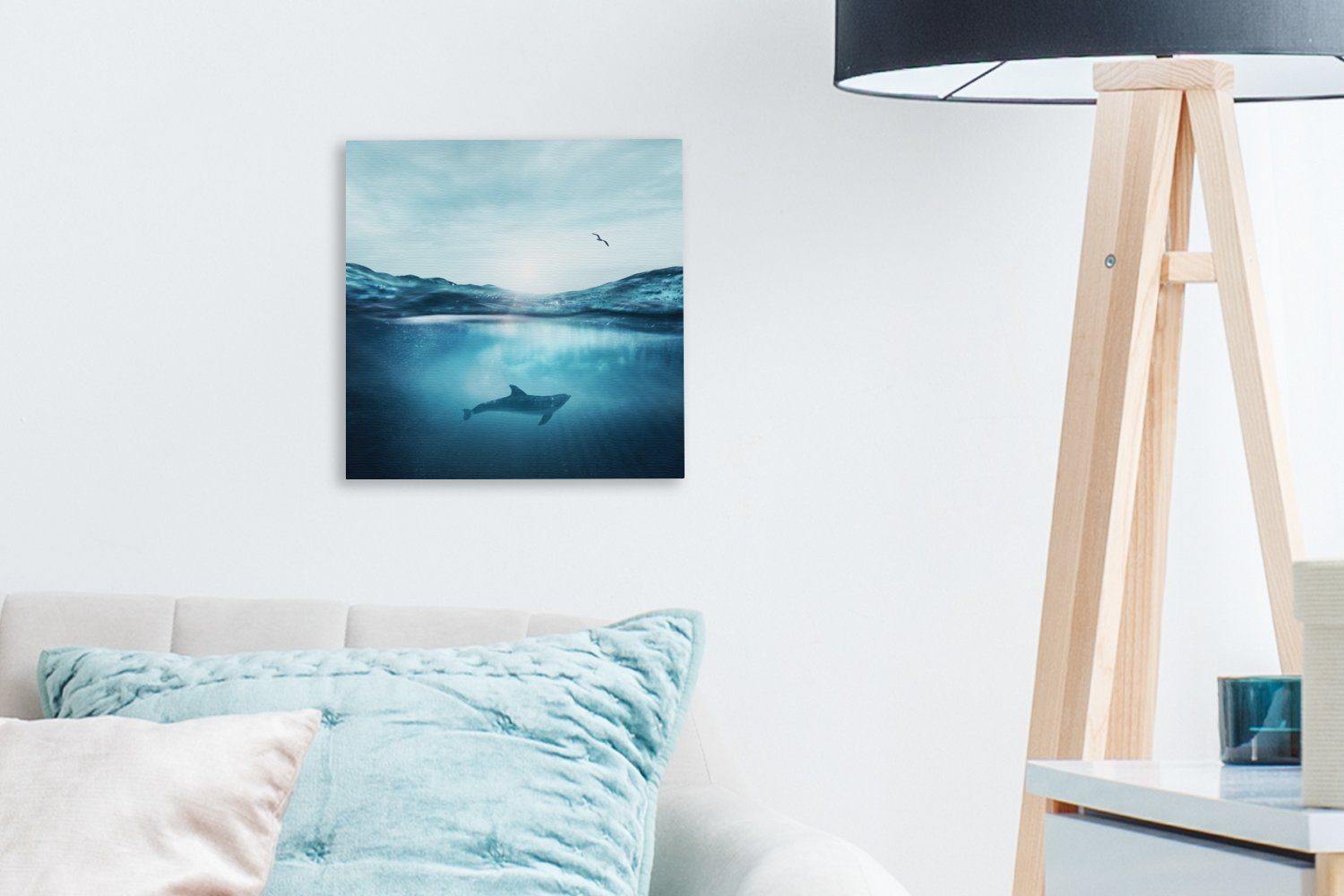 Meer Leinwandbild Delfin (1 OneMillionCanvasses® - St), für - Vogel, Bilder Leinwand Schlafzimmer Wohnzimmer