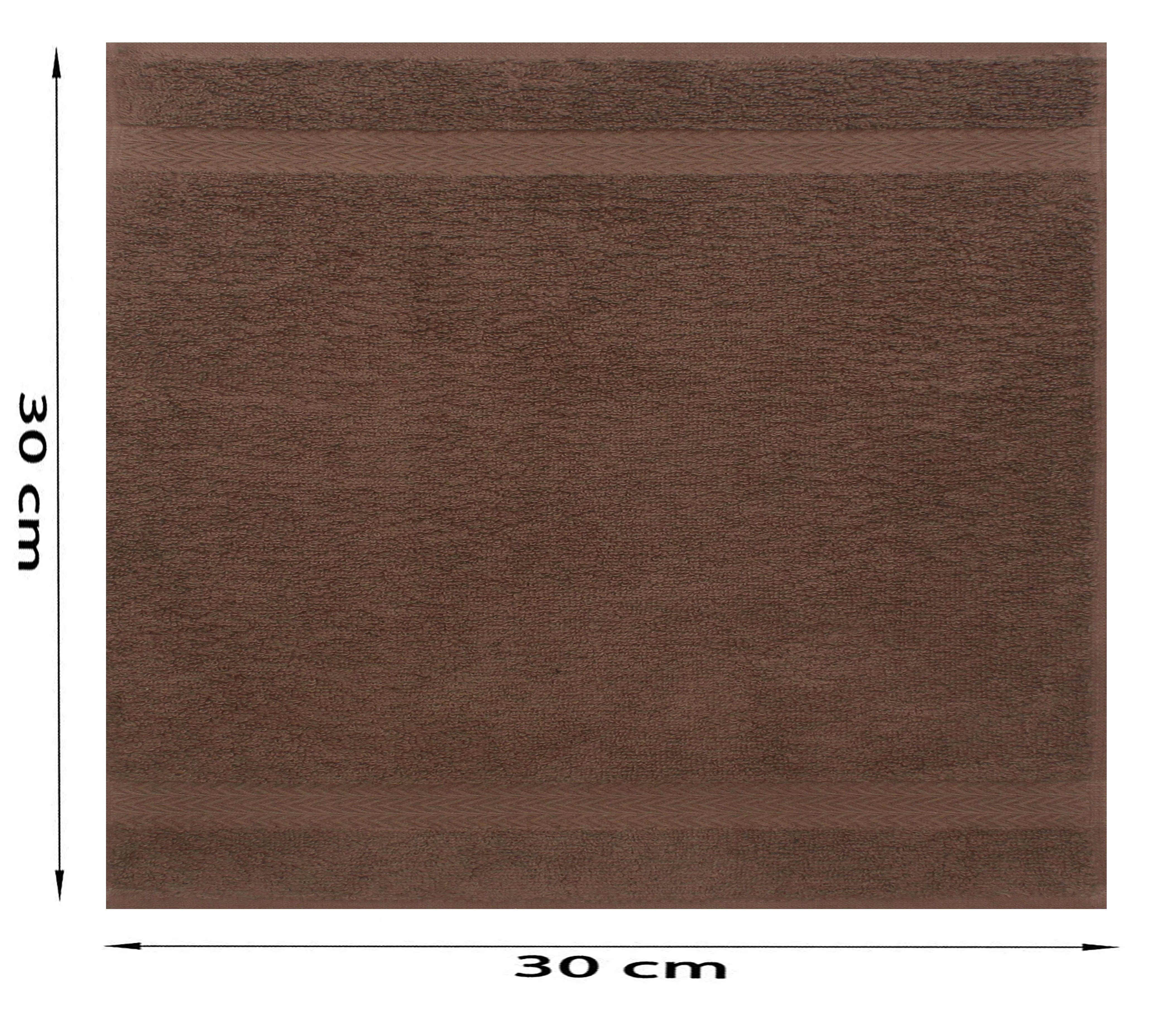 Baumwolle Betz und cm Stück Seiftücher 100% Premium anthrazit Seiftuch 30x30 nussbraun Farbe Seiflappen-Set 10