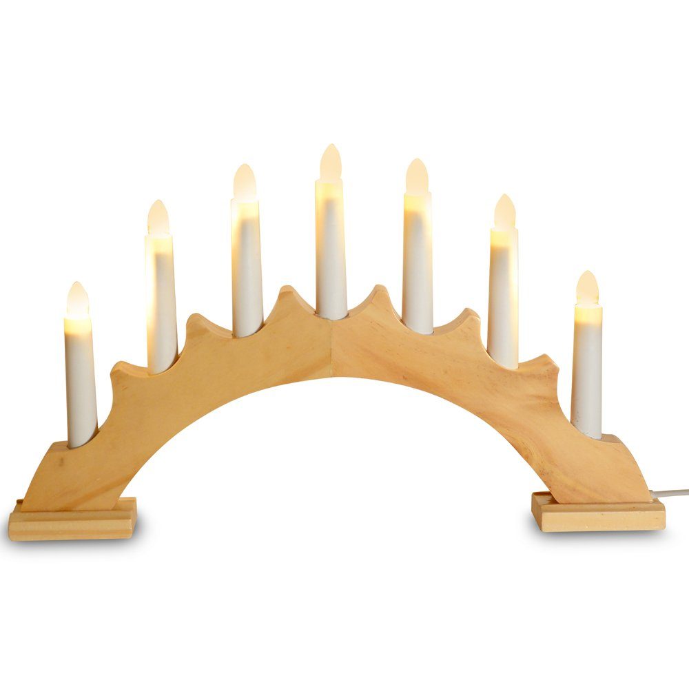 RIFFELMACHER & WEINBERGER Christbaumschmuck LED Schwibbogen Lichterbogen Rund 7 Kerzen 40x5x24