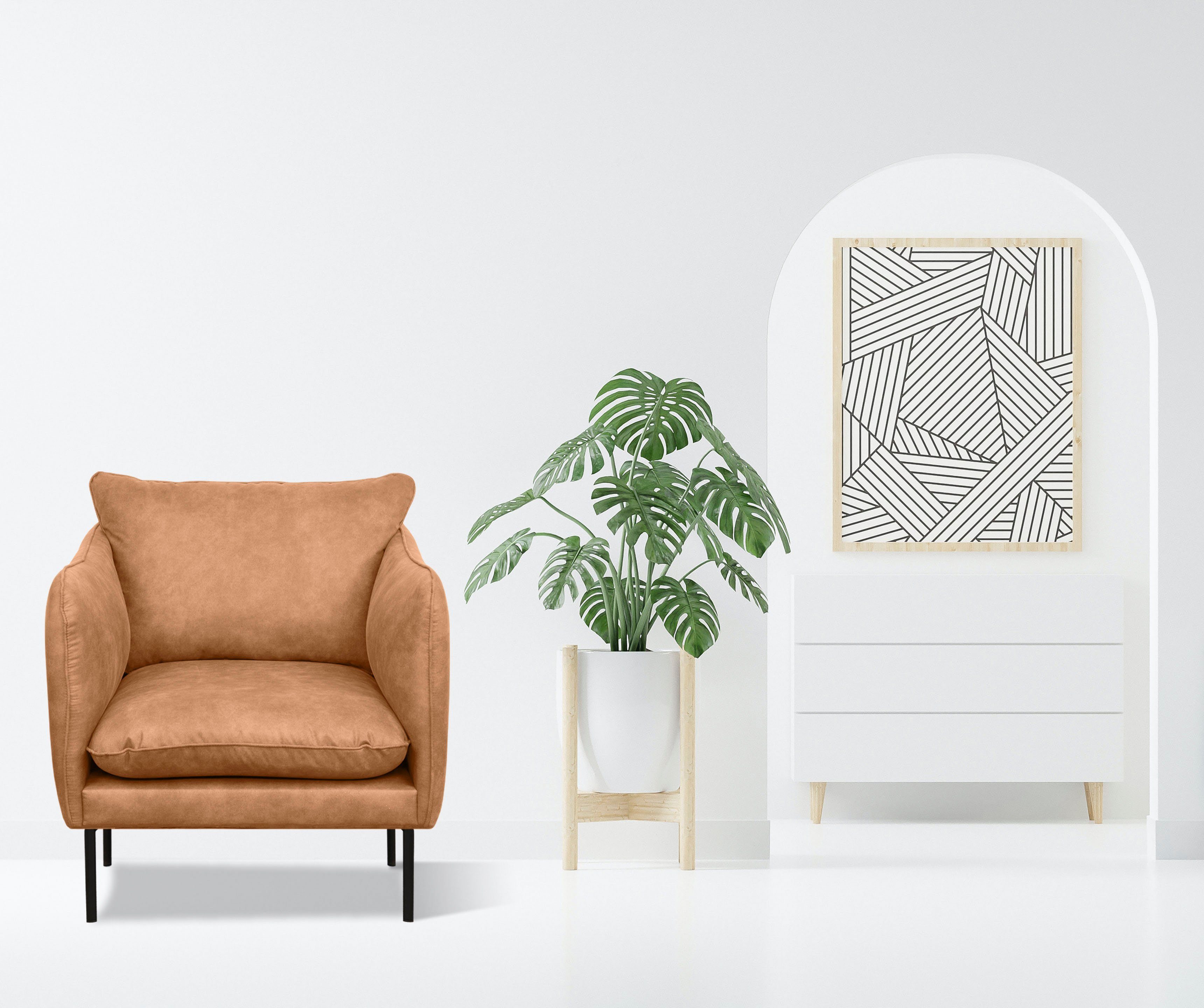 andas schlanken Sessel Metallfüßen minimalistisches auf Skalle, Design