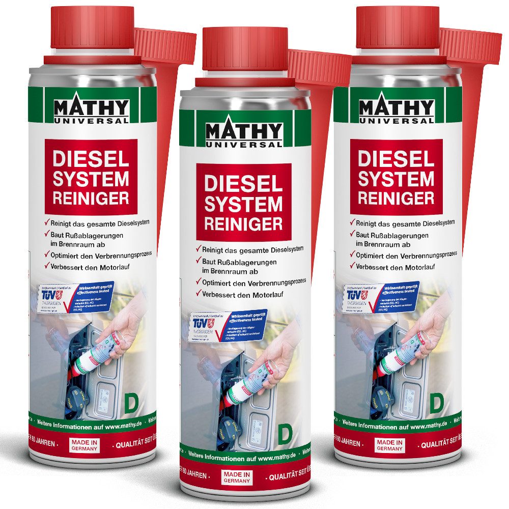 MATHY Diesel-Additiv MATHY-D Diesel-Systemreiniger 3 x 250 ml, 0,75 l, (3-St) Reinigt Brennraum und Ventile