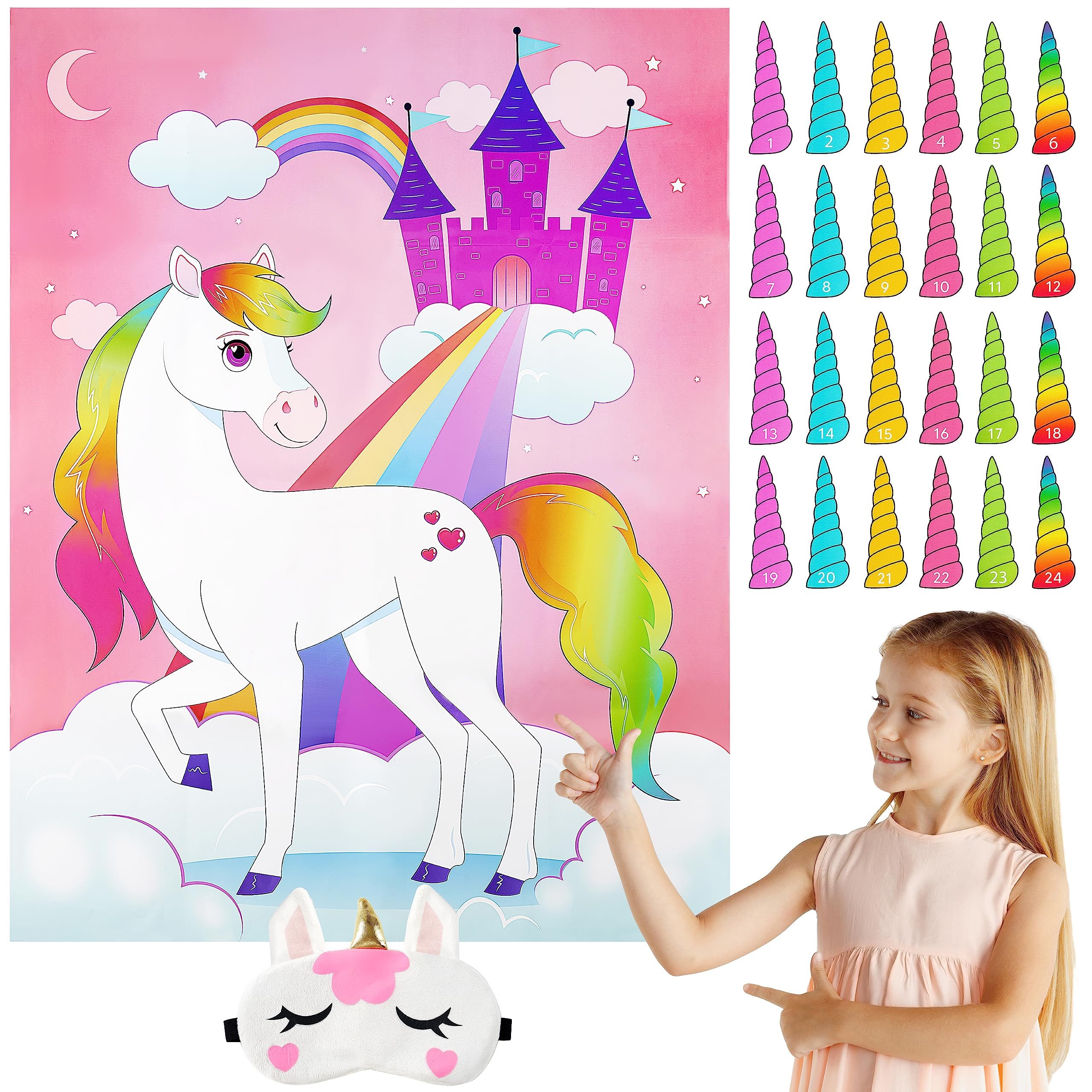 JOYIN Sticker JOYIN Pin The Unicorn Horn Spiel -53cm x 71cm Einhorn Partyspiele
