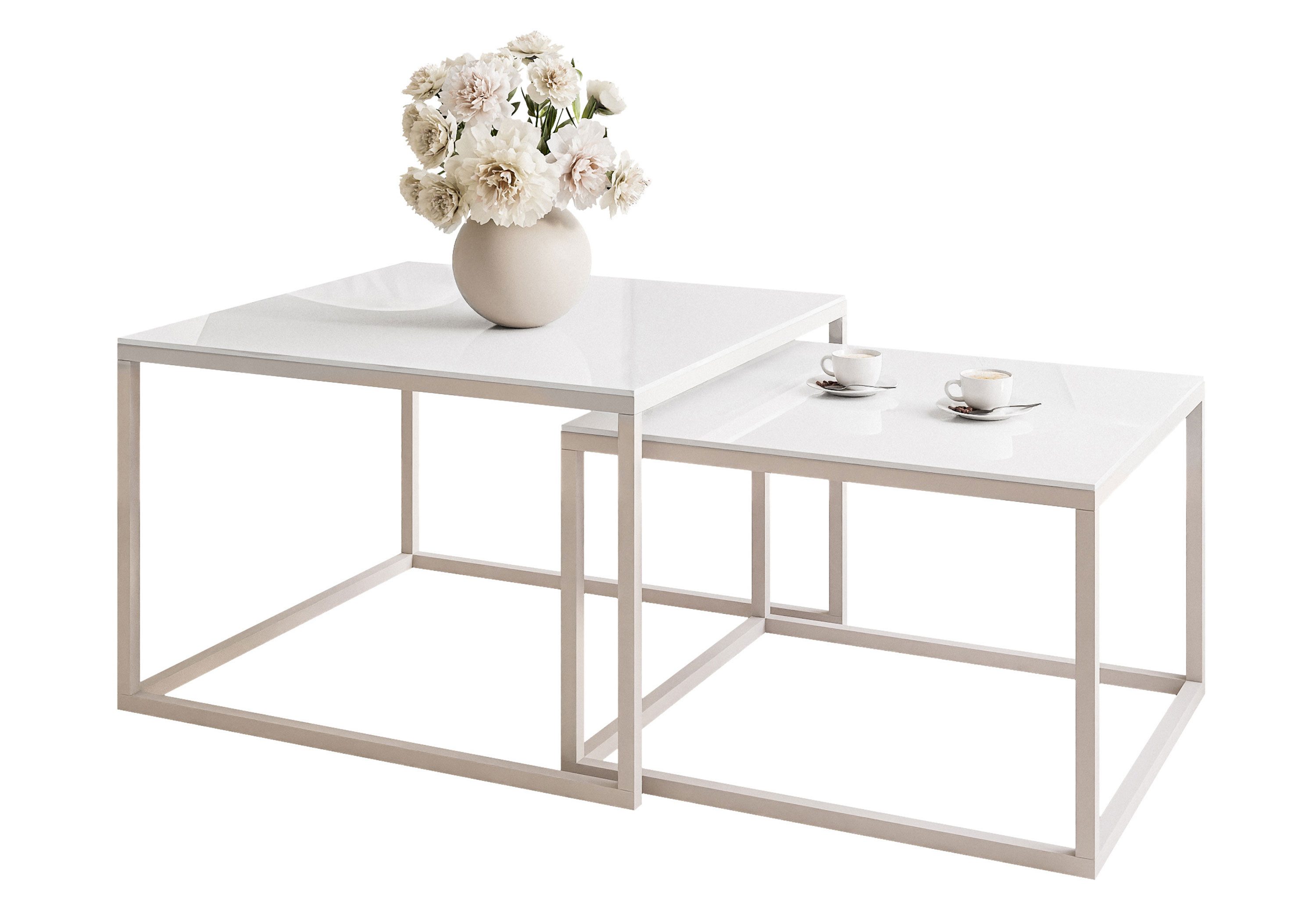 Lookway Couchtisch YOSHI GLASS KASCHMIR Stilvoll & Platzsparend Tisch (2er-Set), Breite: 70 cm und 60 cm