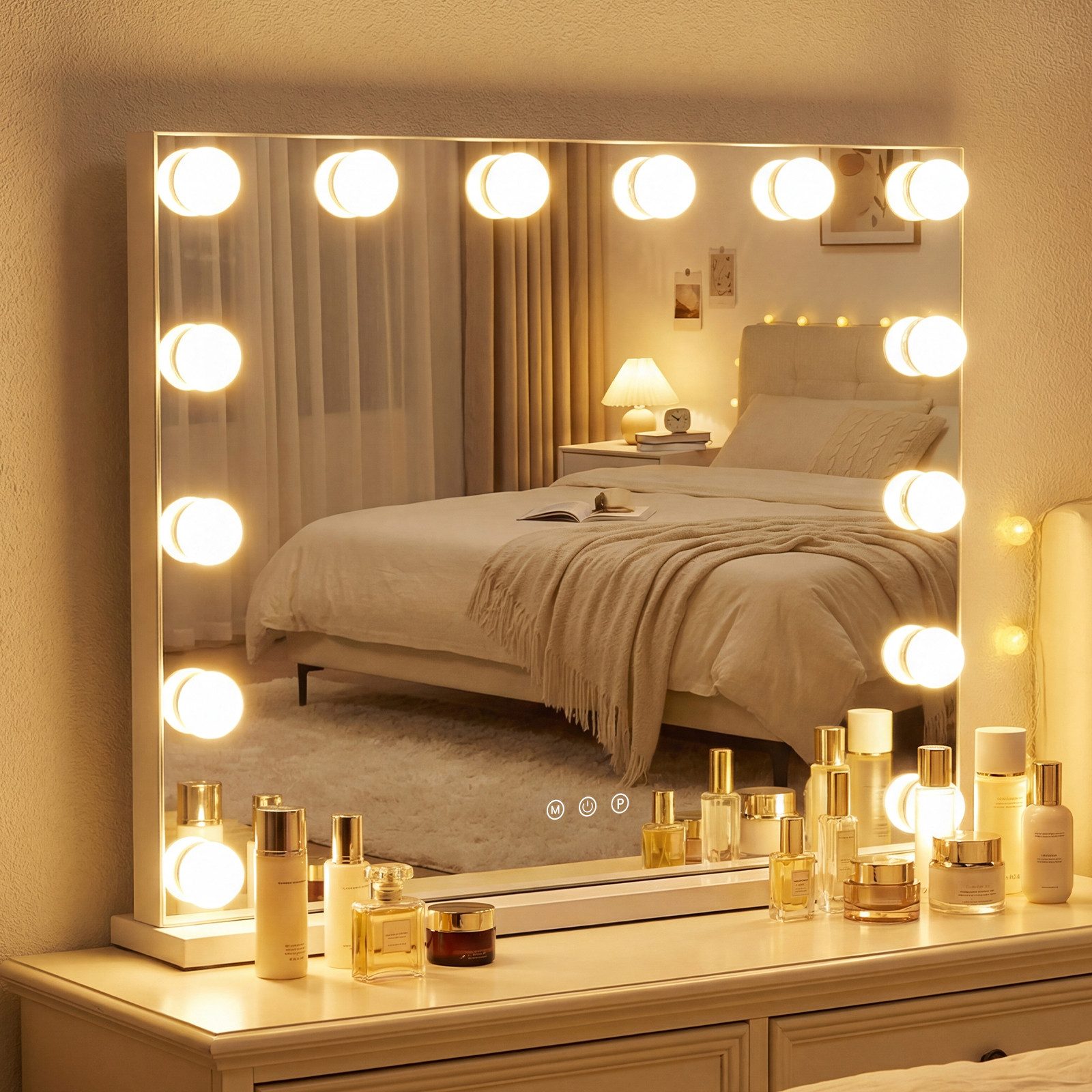 COSTWAY Schminkspiegel (1-St), Hollywood Spiegel, 14 dimmbare LED-Leuchten & 3 Lichtfarben