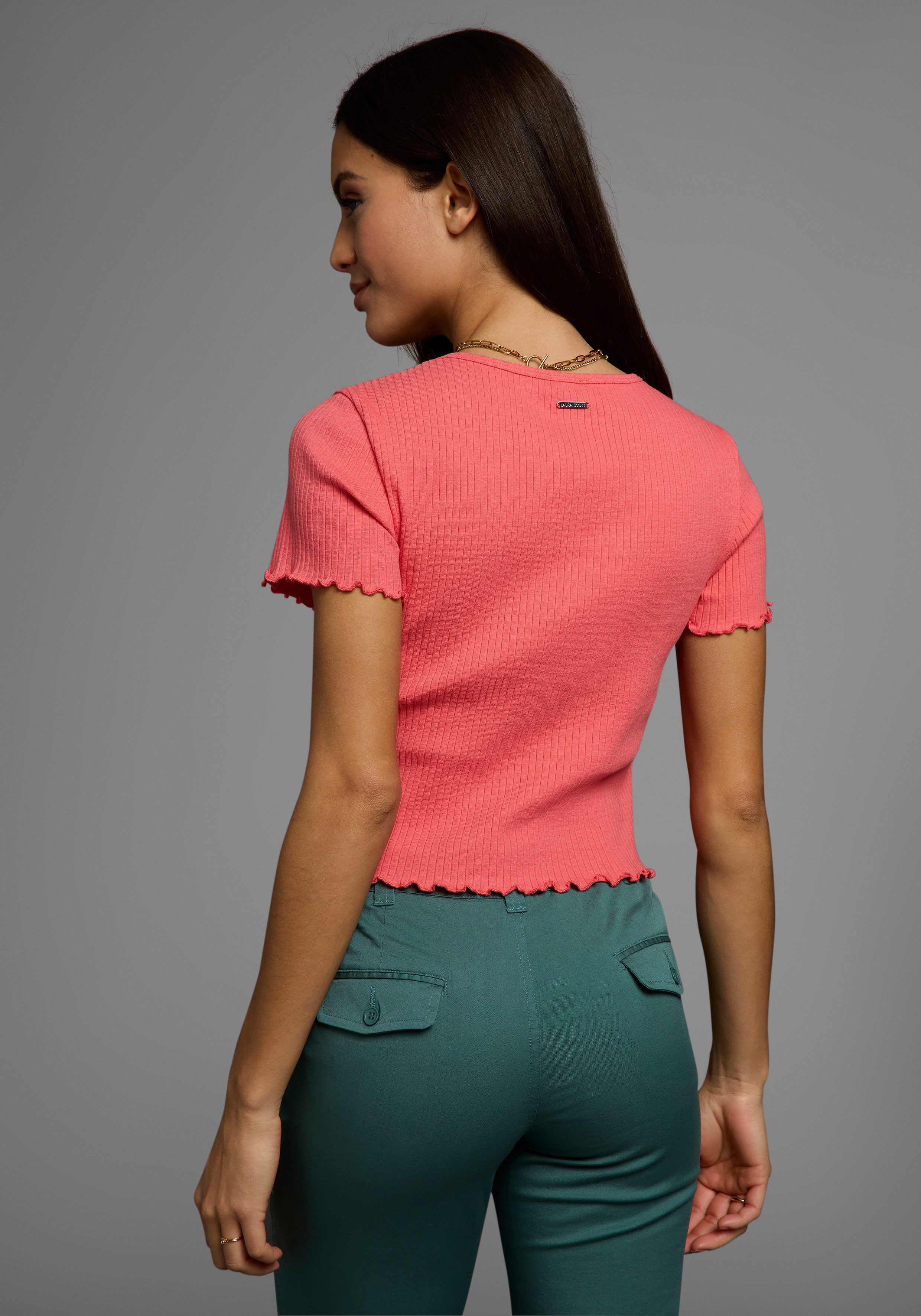 Laura Scott Kurzarmshirt mit gewelltem Saum günstig online kaufen