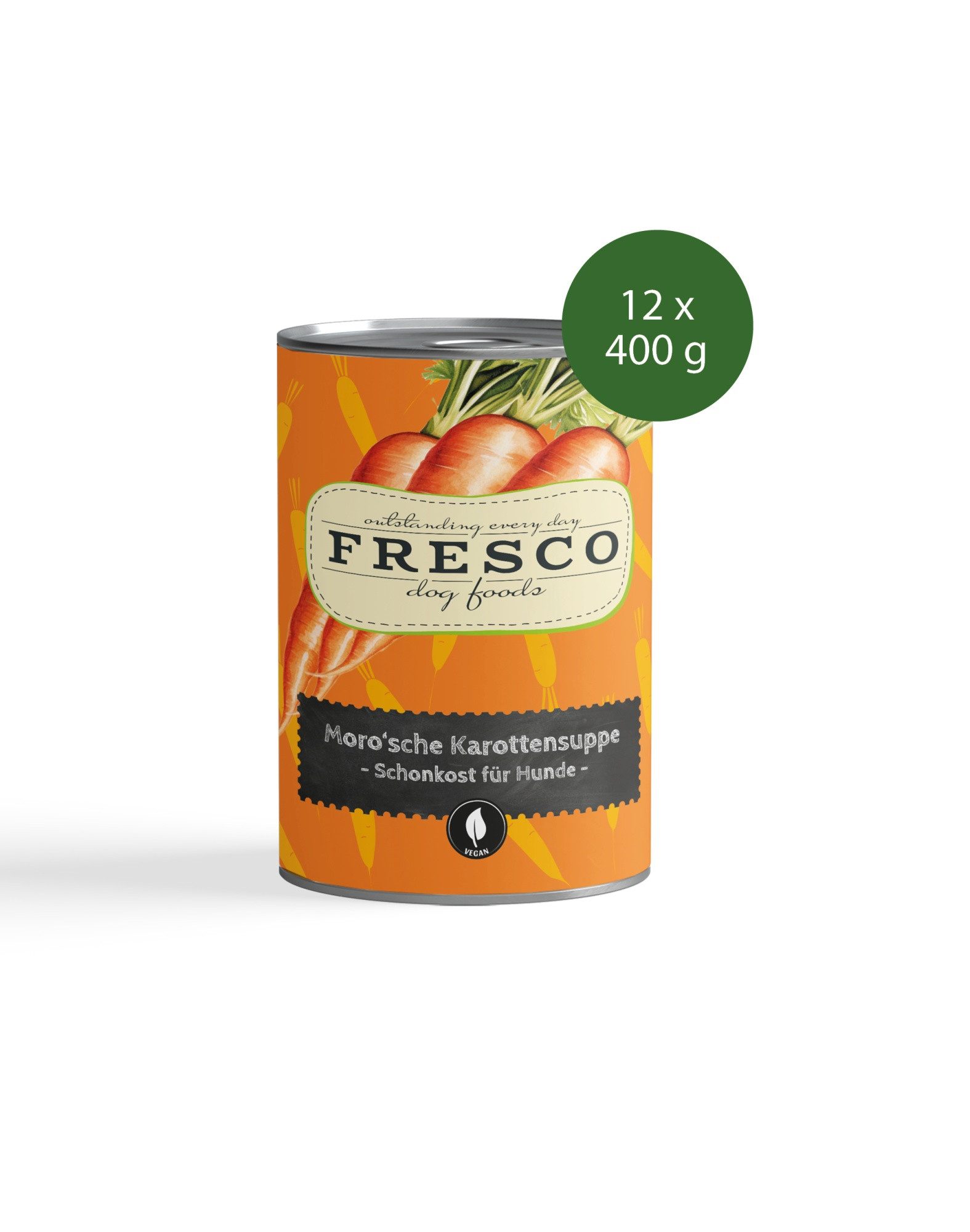 Fresco Dog Morosche Karottensuppe Hund 12x400g, Hundesuppe für sensible Mägen, Ergänzungsfutter für: Hunde, Hypoallergen, getreidefrei, hochverträglich