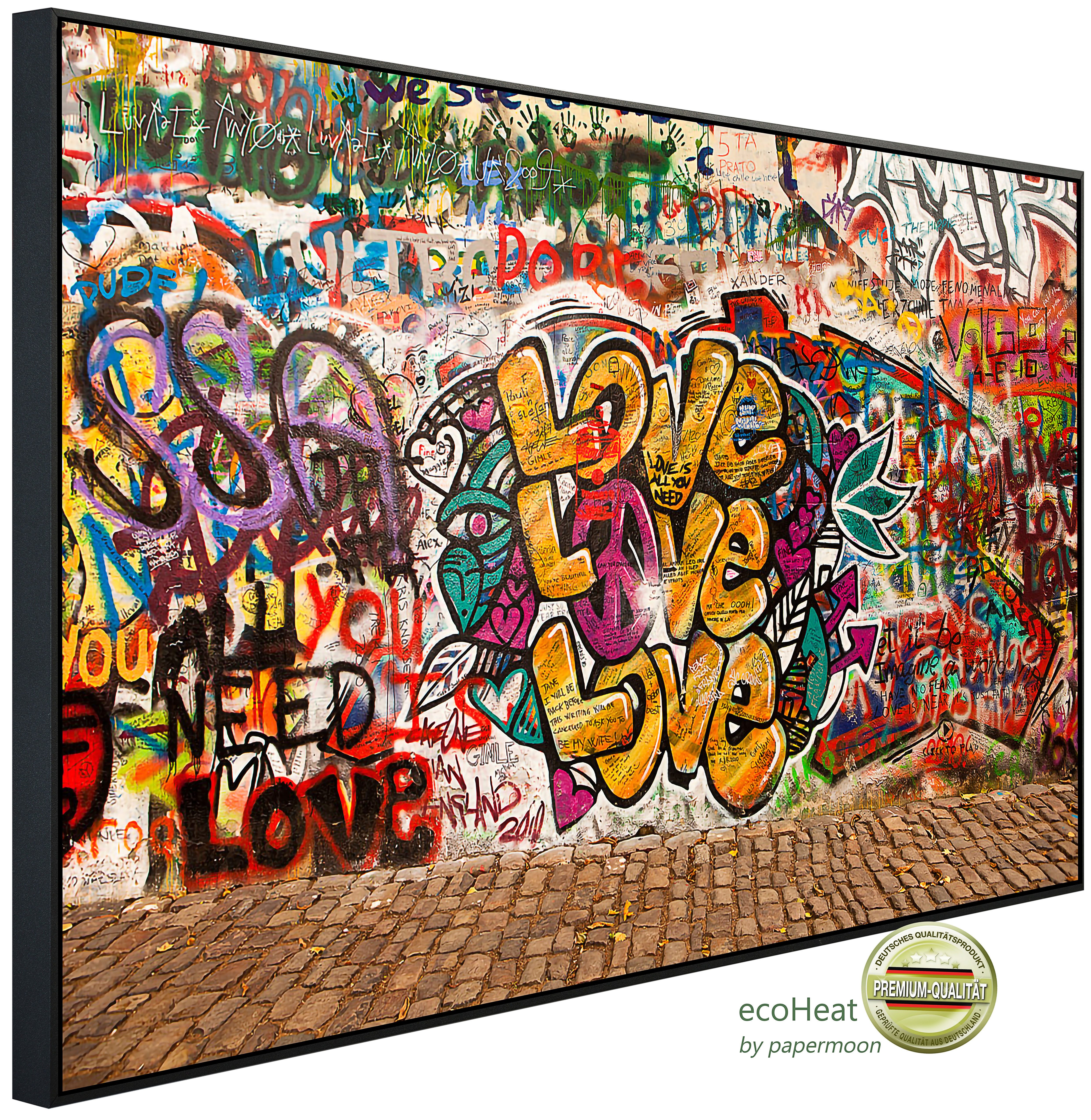 Papermoon Infrarotheizung INFRAROT-BILD-HEIZUNG, Liebe Graffiti Lennon Wand, TÜV-Rheinland/GS zertifiziert, angenehme Strahlungswärme