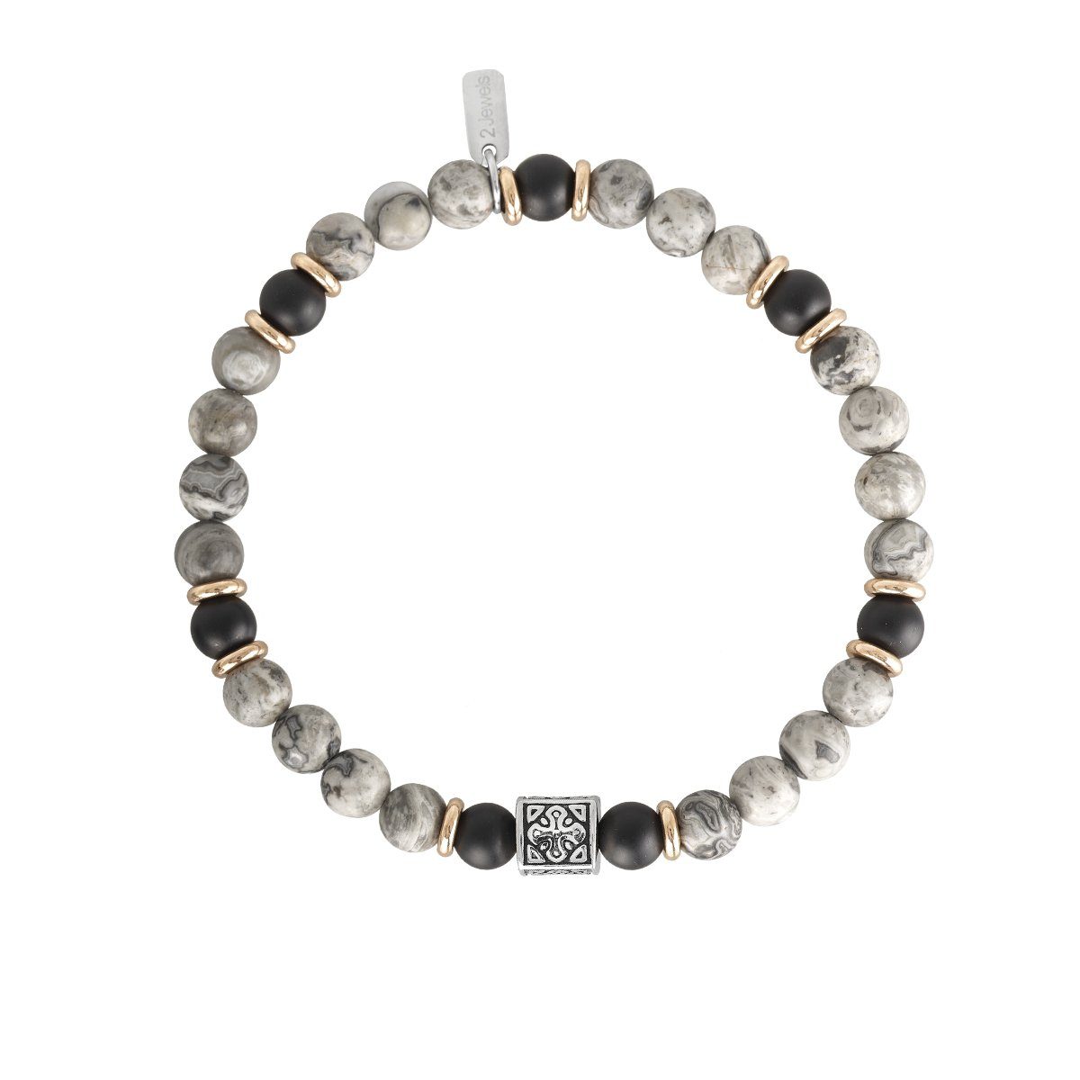 2Jewels Armband 2 Jewels Armband kein Onyx (kein beschichtet, Edelstahl 1-tlg., Jaspis, Set) PVD 232036 Set