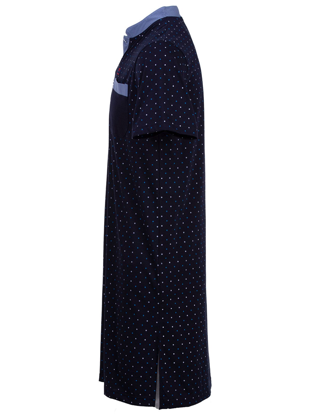 Henry Terre Nachthemd Nachthemd Kurzarm - Stehkragen mit Punkten günstig online kaufen