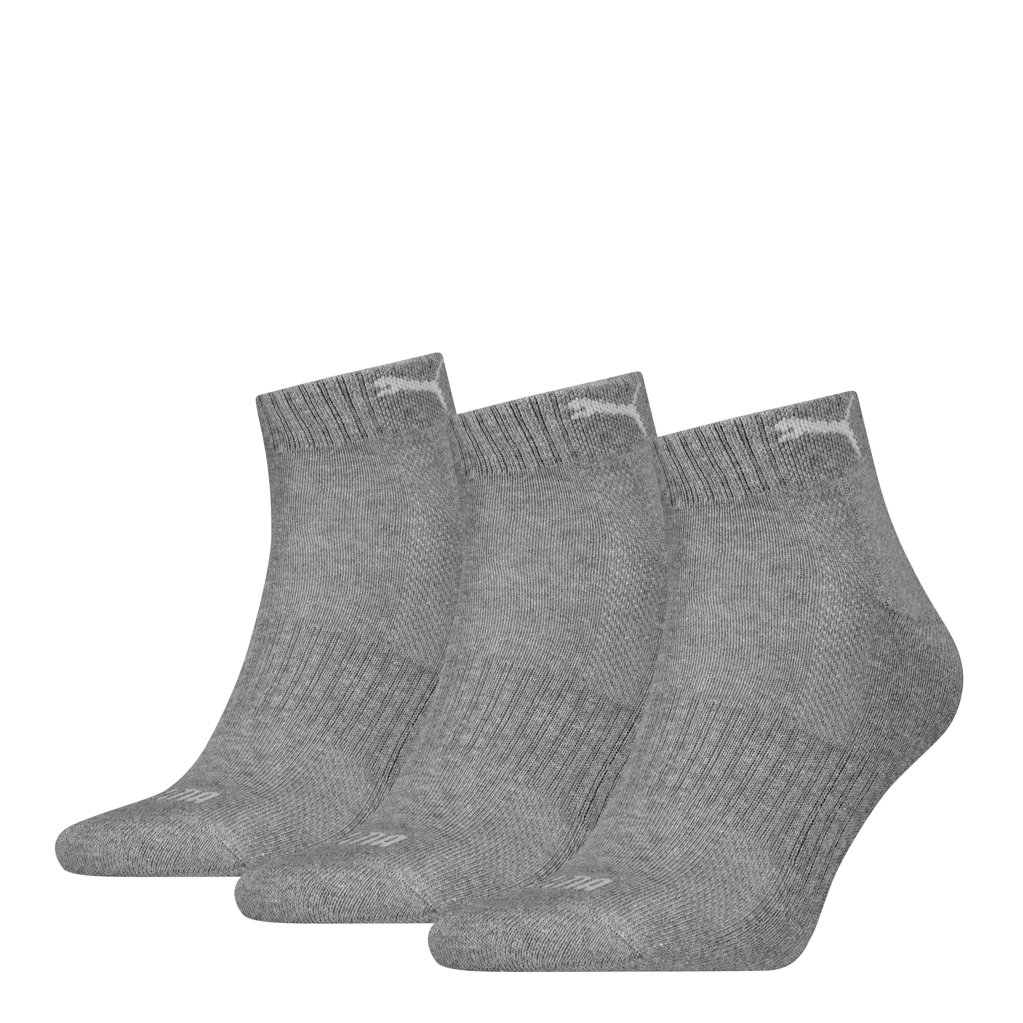 PUMA Kurzsocken PUMA UNISEX CUSHIONED QUARTER 3P (3-Paar, 3 Paar) mit eingestricktem Logo im Bund