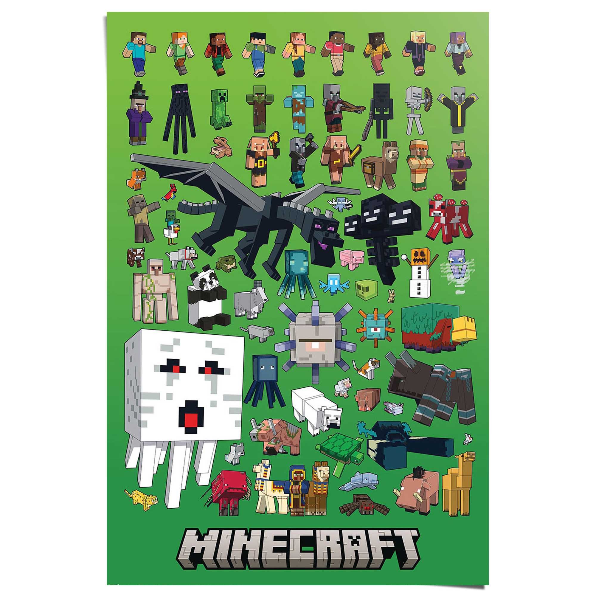 Reinders! Poster Minecraft - character montage, Kinderzimmer - Grün - 150 g günstig online kaufen