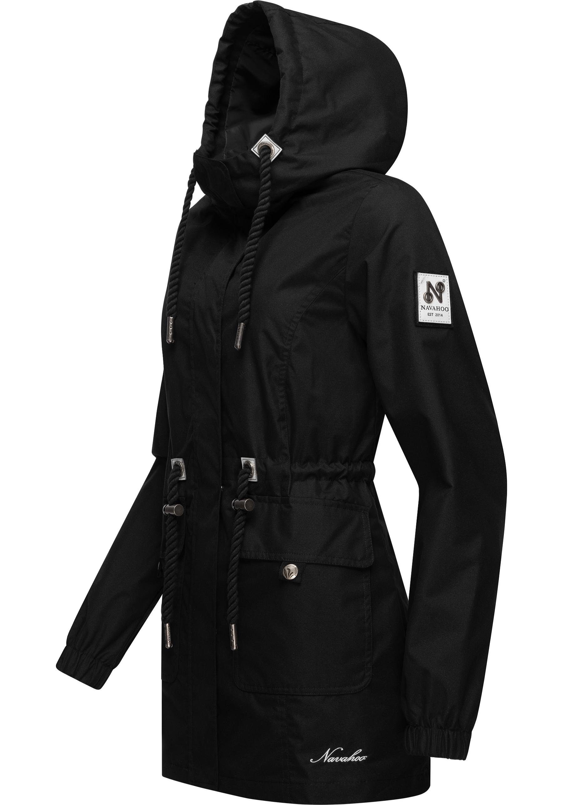 Outdoorjacke Damen recycelten Parka Übergangs Navahoo Neophee schwarz aus Materialien