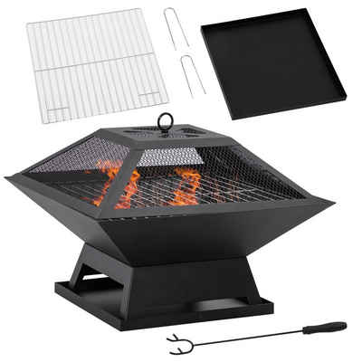 Outsunny Holzkohlegrill Feuerstelle, Set, 1 x Feuerstelle, BxTxH: 45x45x34 cm