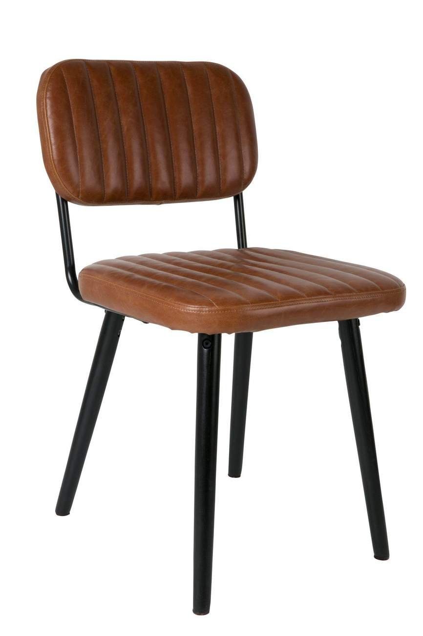Esszimmerstuhl Stuhl Esszimmerstuhl JAKE WORN BROWN Kunstleder braun