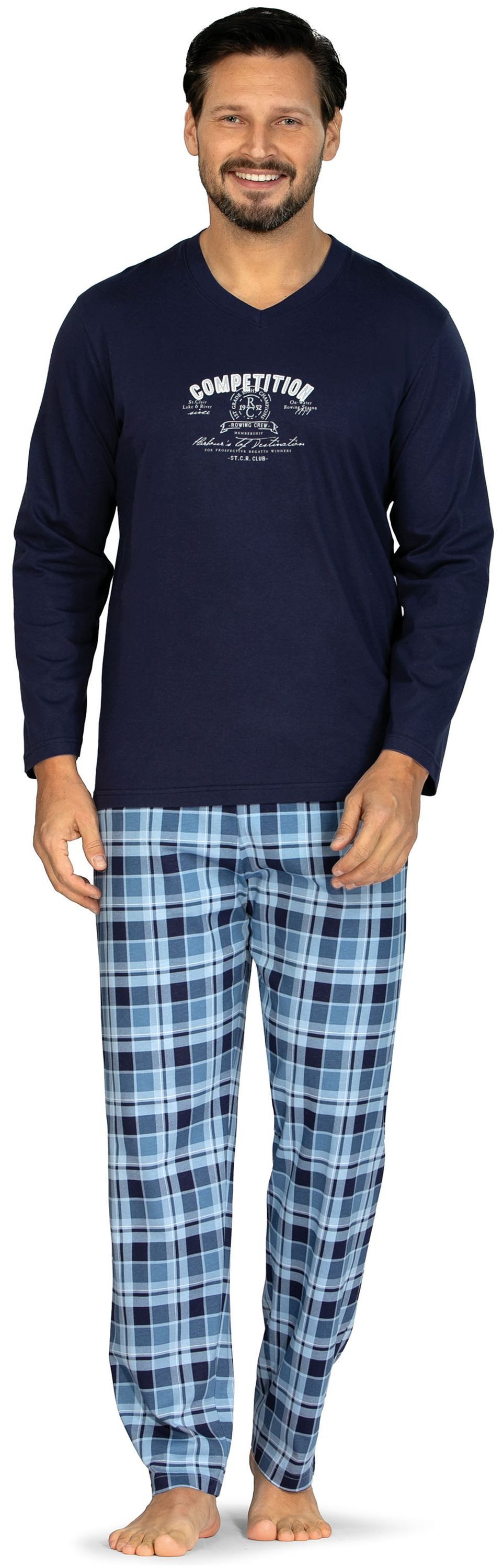 Comte Schlafanzug Gentle Frost (Set, 2 tlg., 2-teilig) Herren Pyjama lang Langarm Baumwolle Winter große Größen