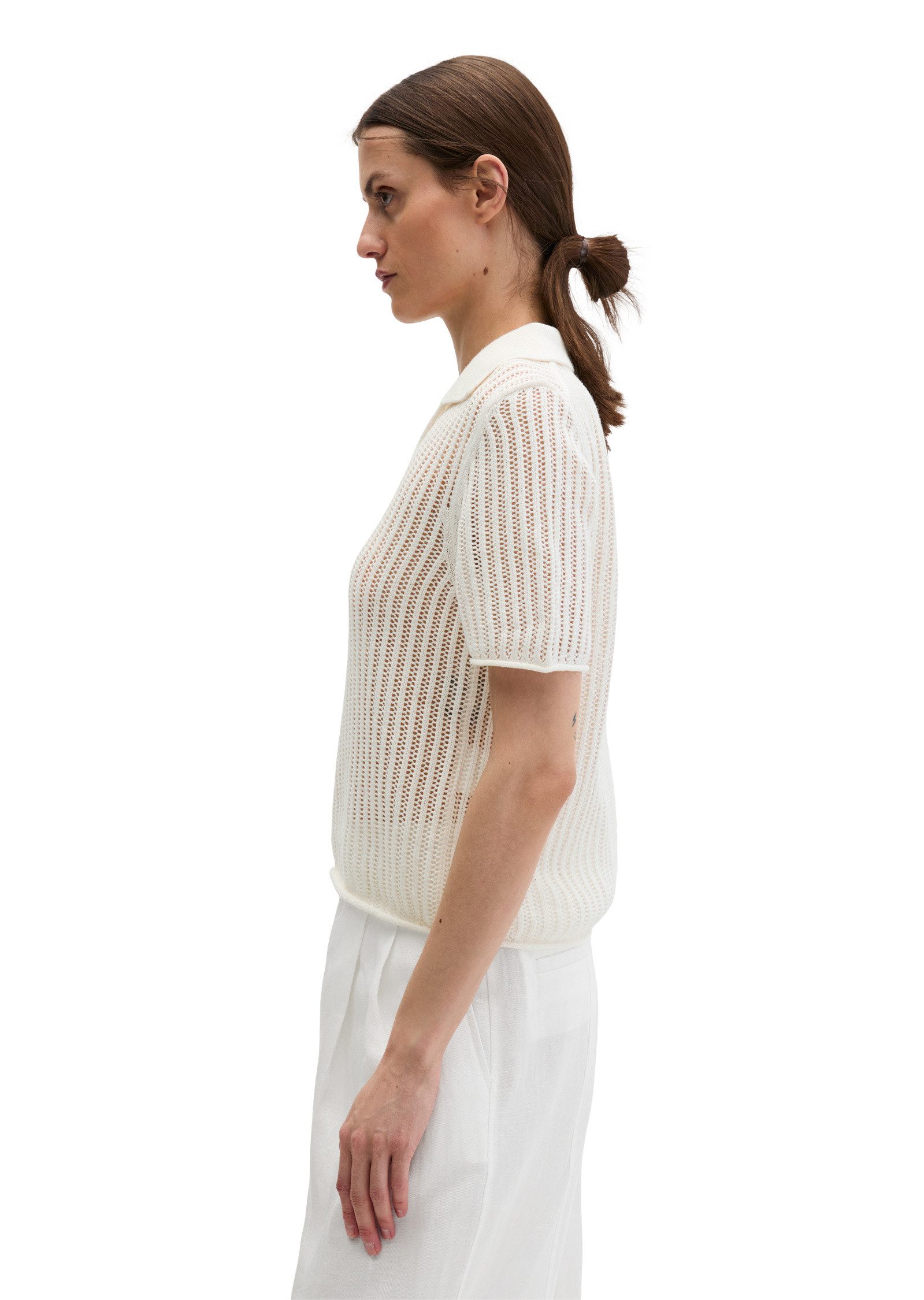 Marc O'Polo Polokragenpullover aus Bio-Baumwolle-Leinen-Mix