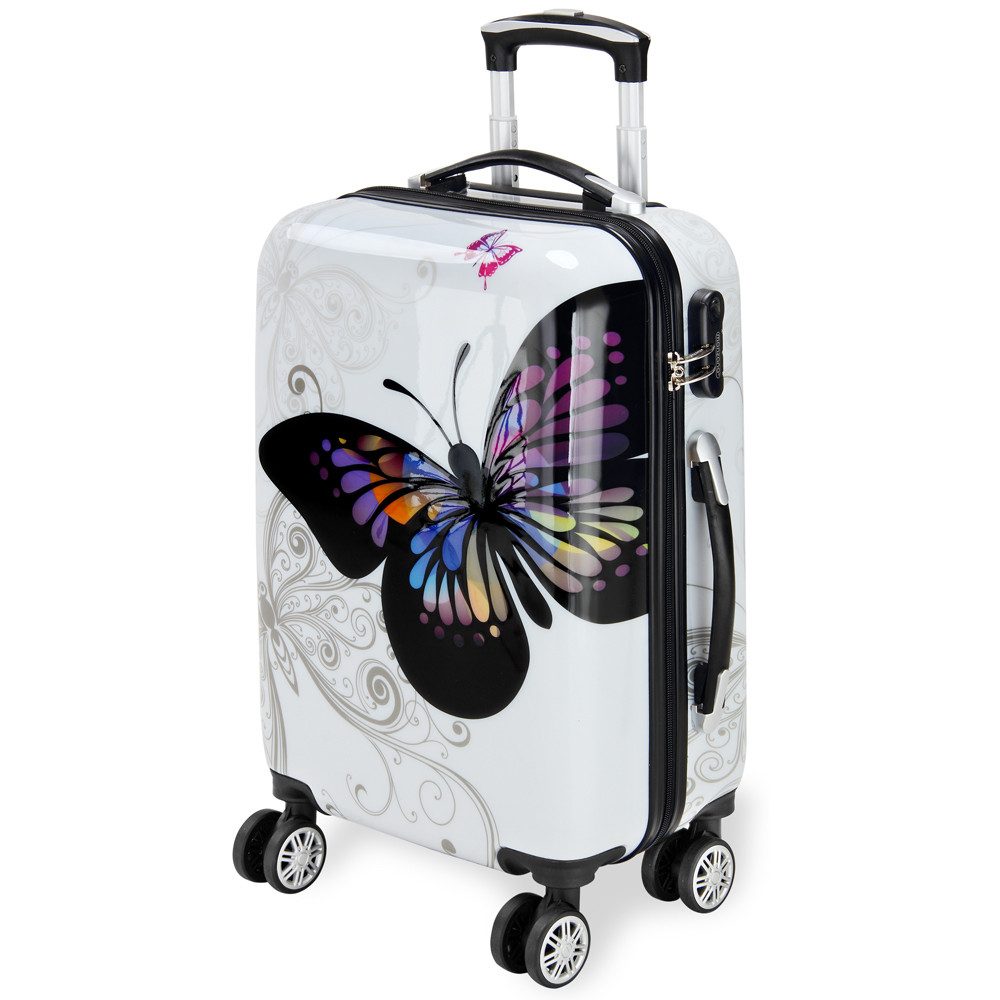Deuba Hartschalen-Trolley, 4 Rollen Rollen, mit Schloss Doppelrolle Hartschale Teleskopgriff Trolley Reisekoffer M