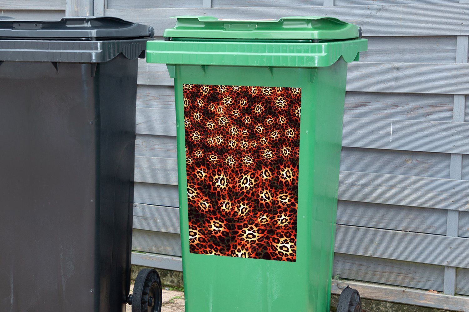 MuchoWow Wandsticker Leopard - Muster Sticker, Rot Container, Abfalbehälter St), Mülleimer-aufkleber, Mülltonne, (1 
