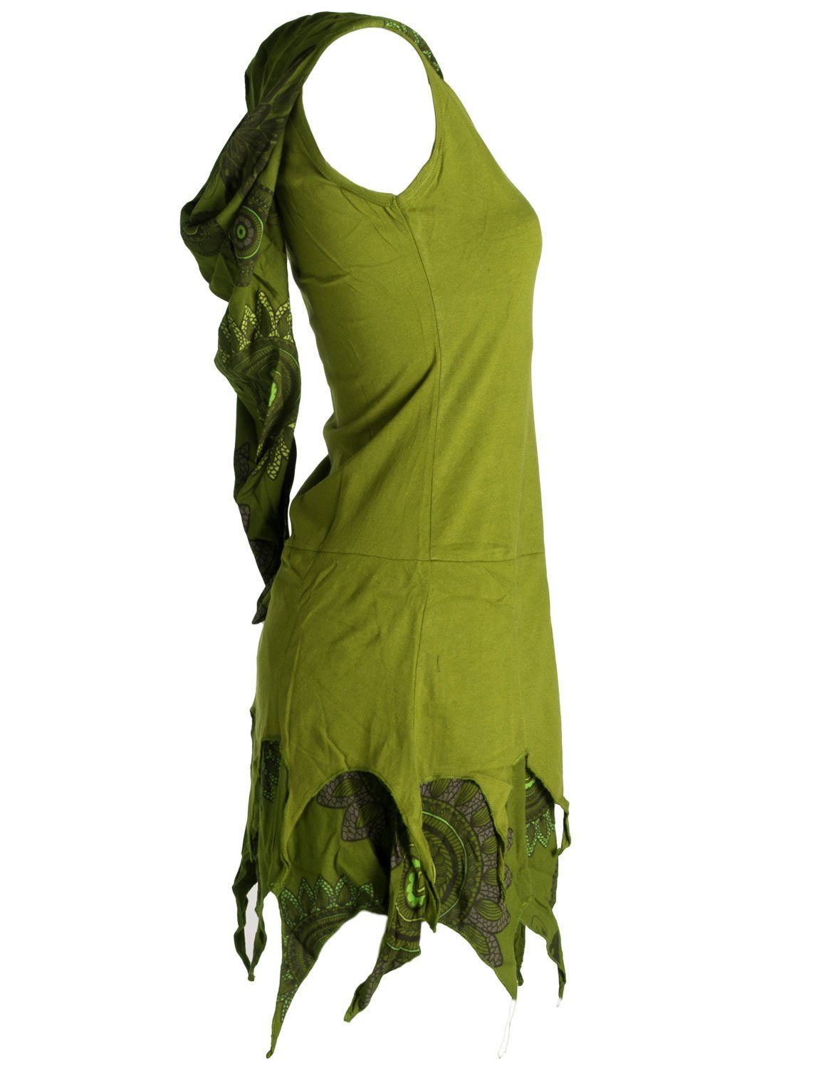 Vishes Tunikakleid Zipfelige Elfentunika Lagenlook Blumen bedruckt Hippie, Boho, Ethno, Goa Style – Bild 3 von 3