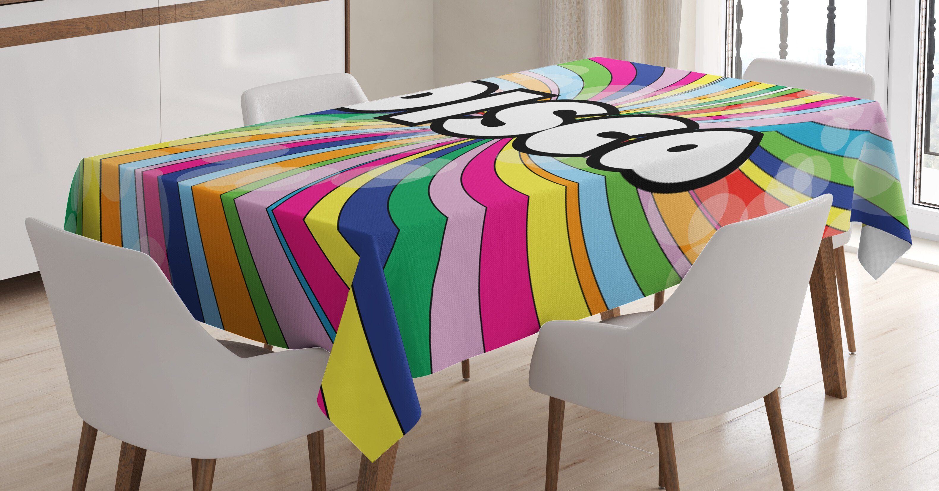Abakuhaus Tischdecke Farbfest Waschbar Für Eighties Farben, den Rainbow Klare Jahrgang Außen Disco geeignet Bereich